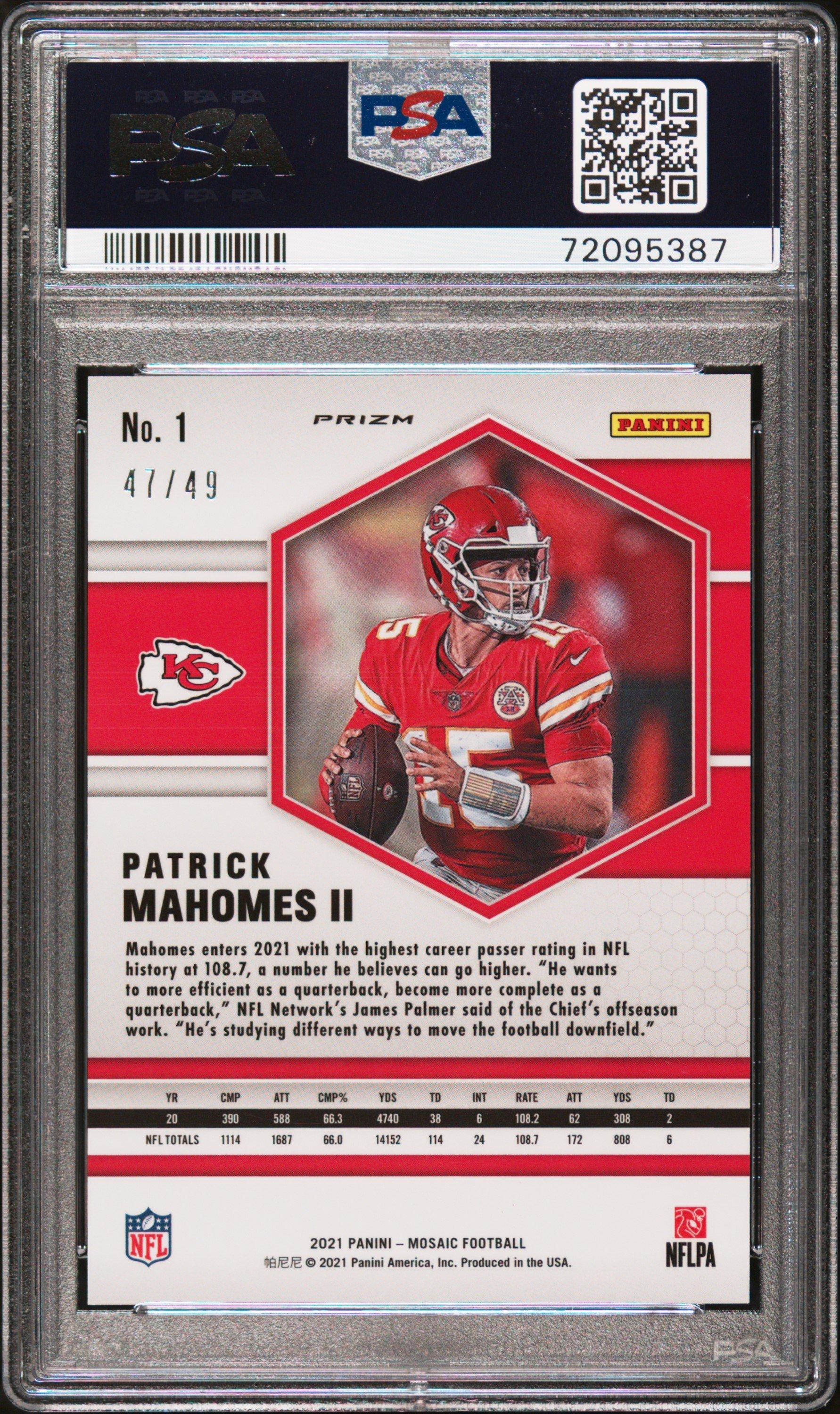 2021 Panini Mosaic 1 Patrick Mahomes Ii Purple Mosaic PSA 10