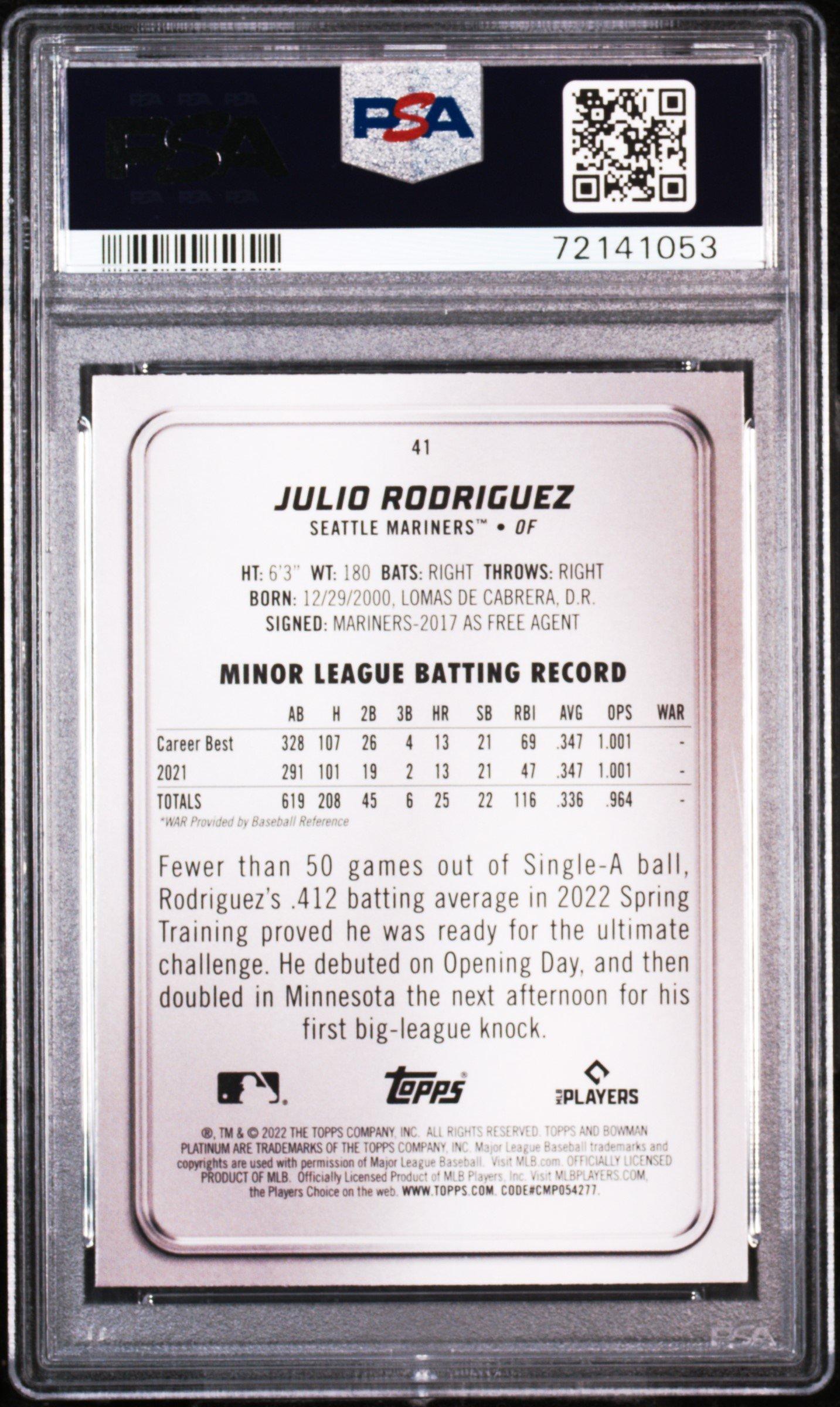 2022 Bowman Platinum 41 Julio Rodriguez PSA 10
