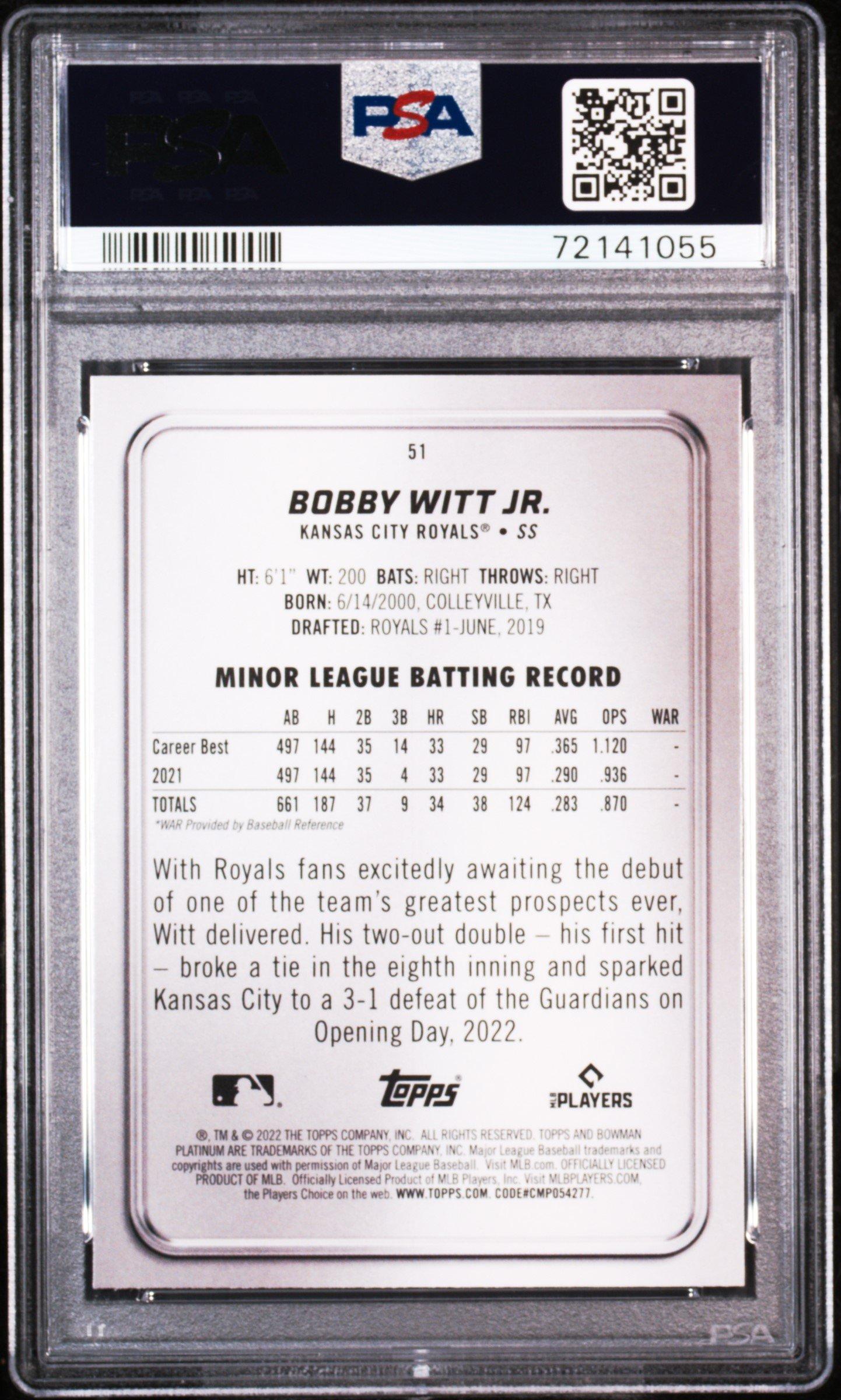 2022 Bowman Platinum 51 Bobby Witt Jr. PSA