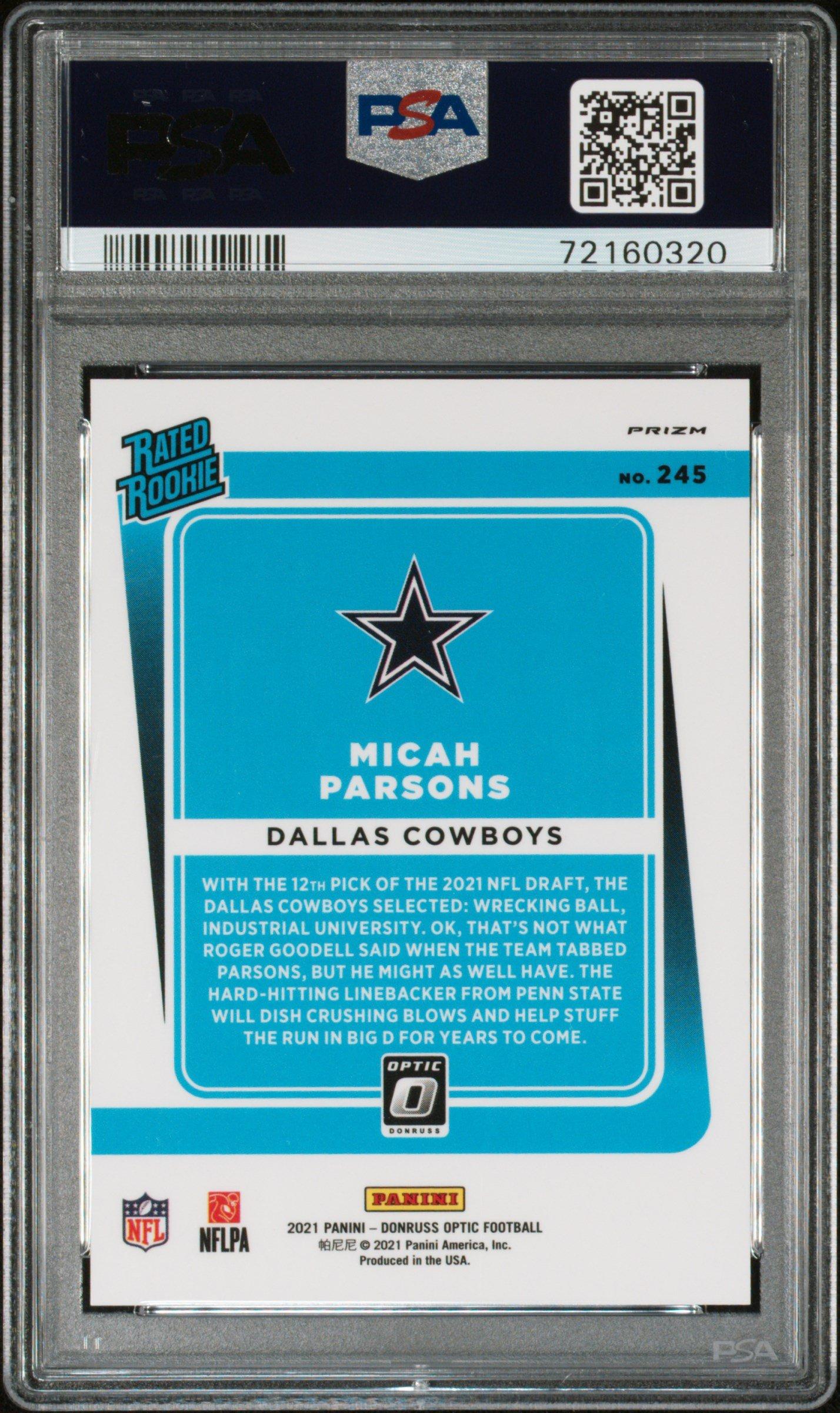 2021 Panini Donruss Optic 245 Micah Parsons Holo Variation PSA