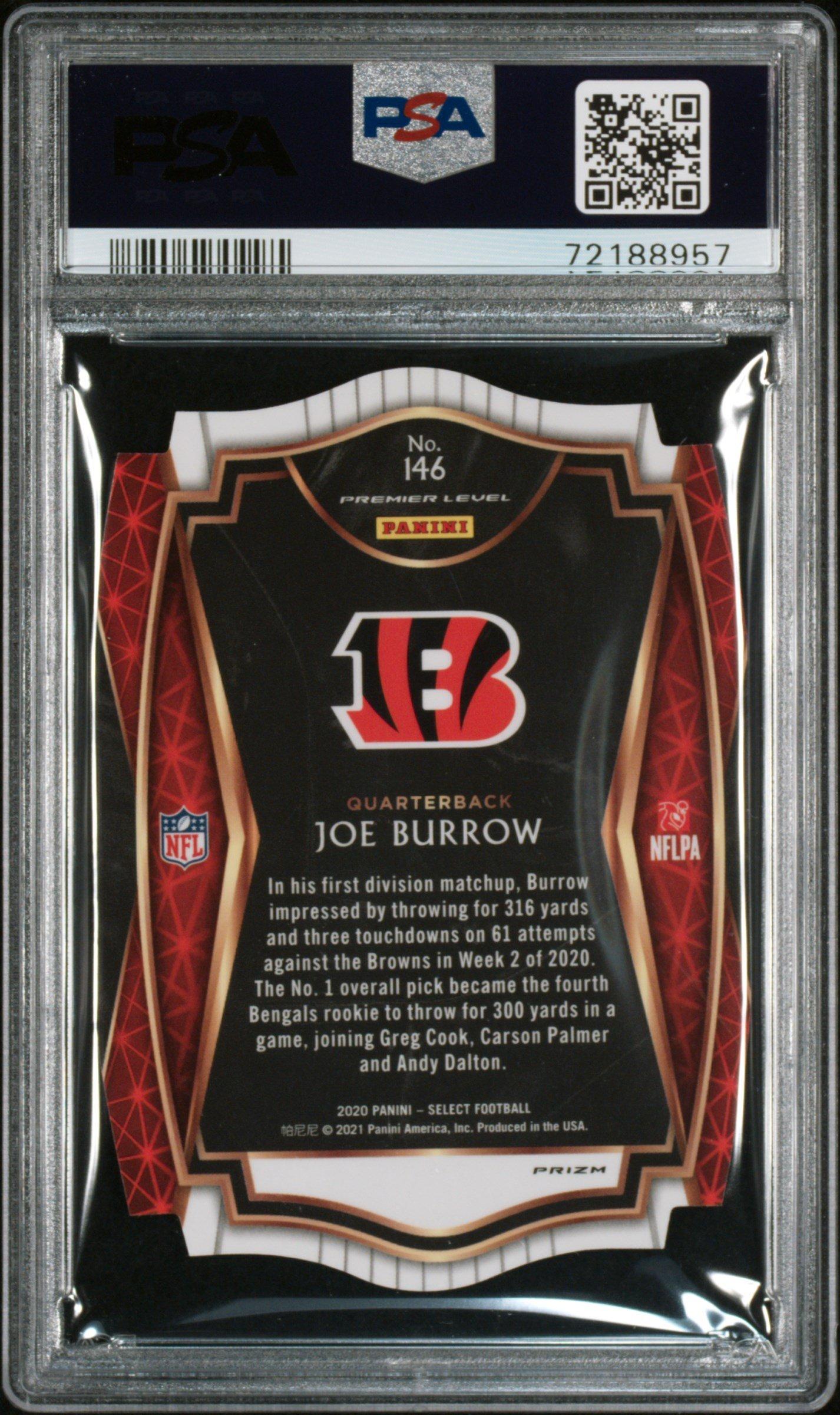 2020 Panini Select Joe Burrow Die-cut Orange Prizm PSA 10