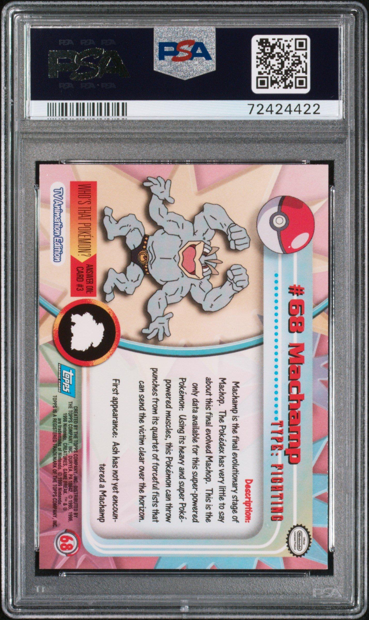1999 Topps Pokemon Tv 68 Machamp Foil PSA 9