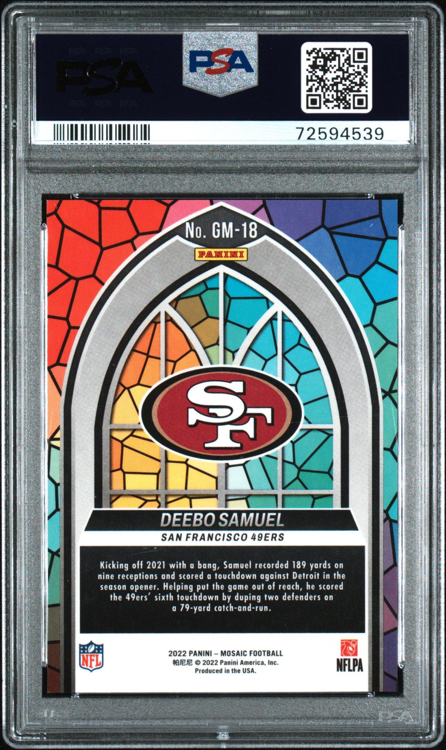 2022 Panini Mosaic Glass Mosaic Gm18 Deebo Samuel PSA 10