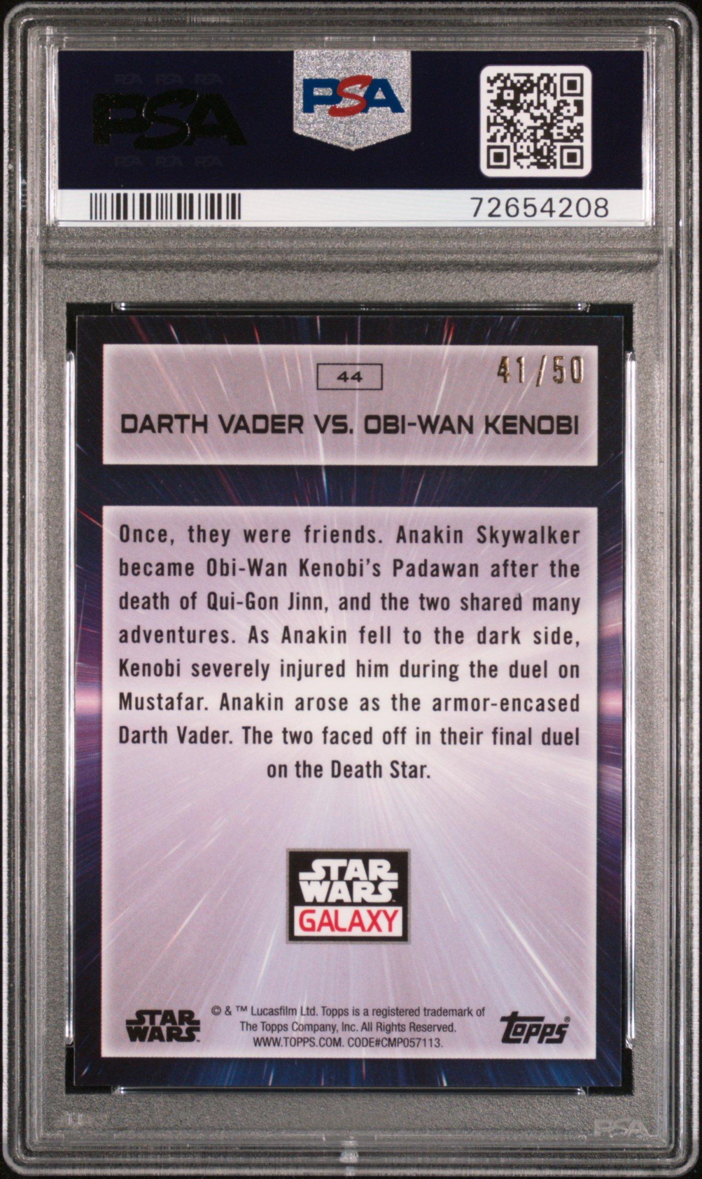 2022 Topps Chrome Star Wars Galaxy 44 Darth Vader Vs. Obi-wan Kenobi Mojo Refractor PSA 9