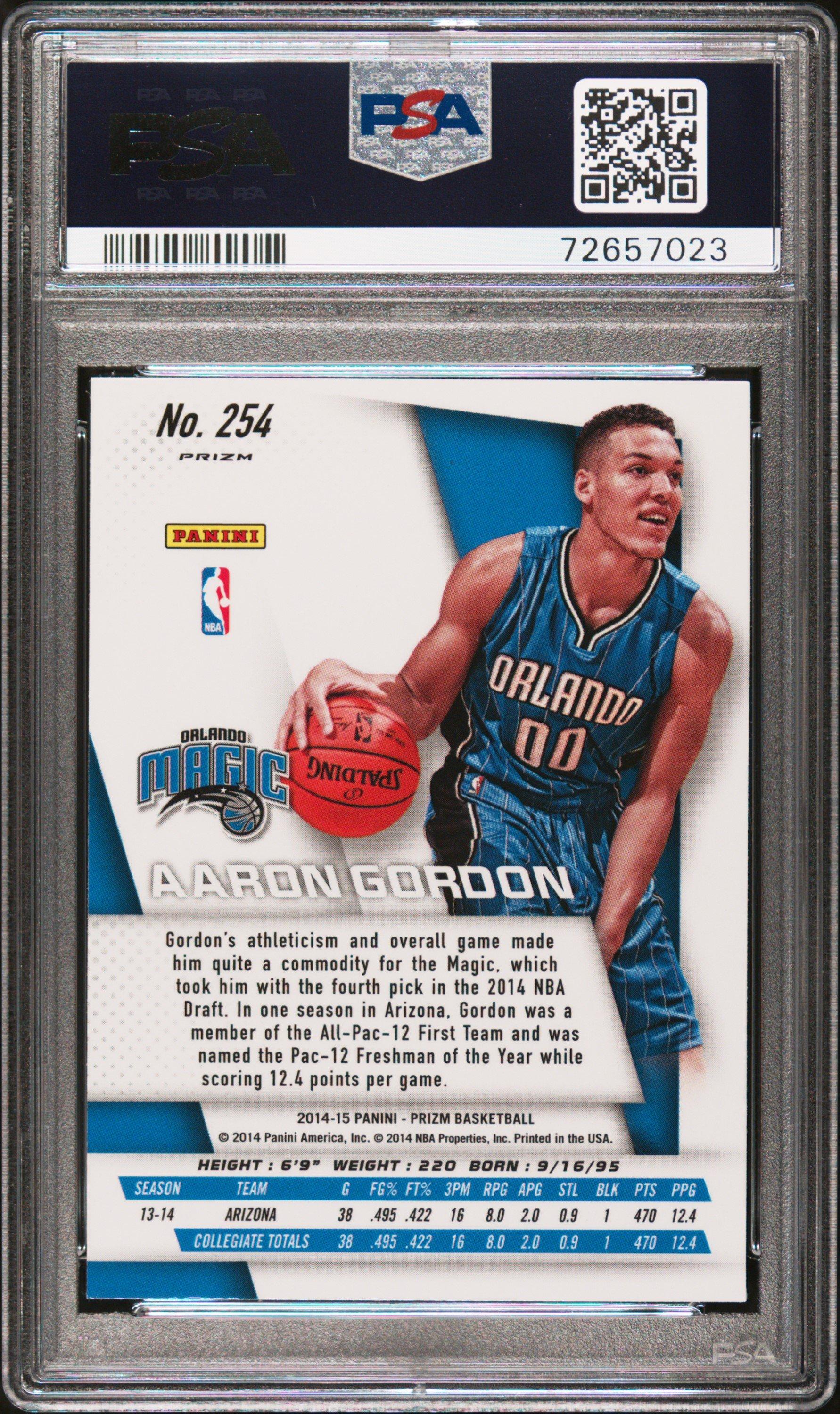 2014 Panini Prizm 254 Aaron Gordon Green Prizm PSA 10