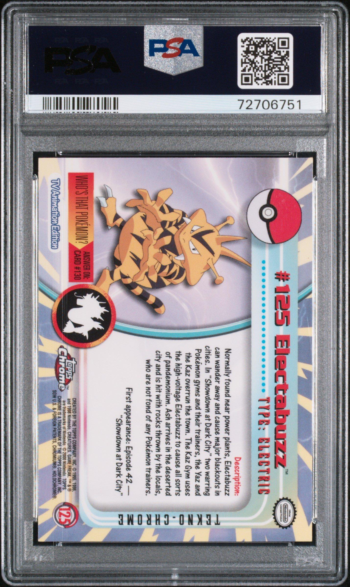 2000 Topps Chrome Pokemon T.v. 125 Electabuzz Tekno PSA 8