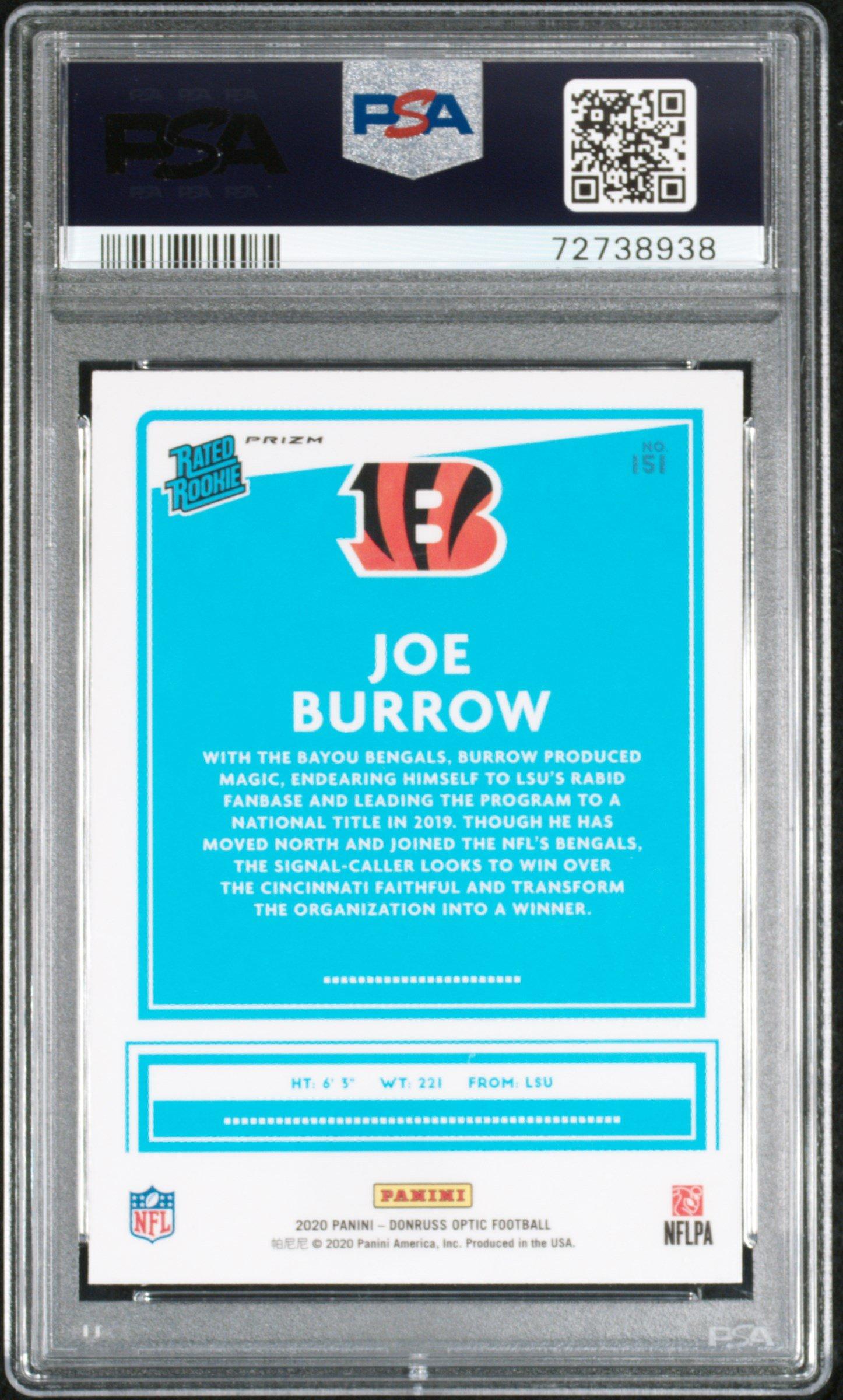 2020 Panini Donruss Optic 151 Joe Burrow Pink PSA 9
