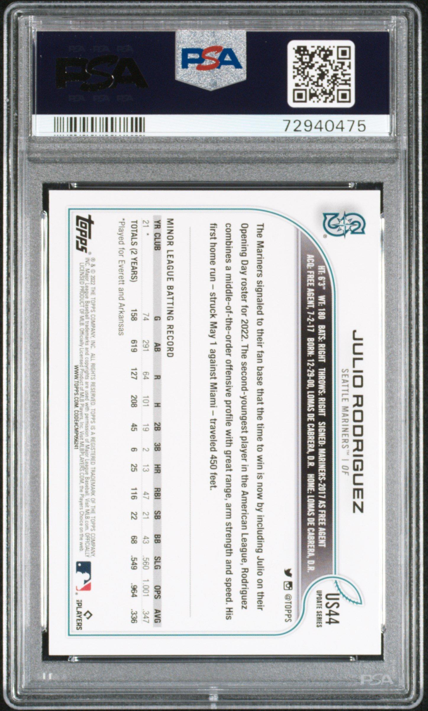 2022 Topps Update Us44 Julio Rodriguez PSA 10