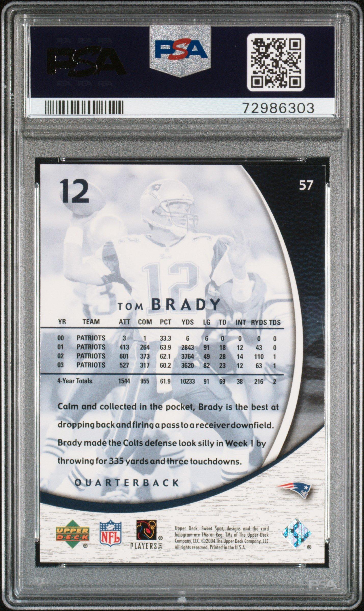 2004 Upper Deck Sweet Spot 57 Tom Brady PSA 9