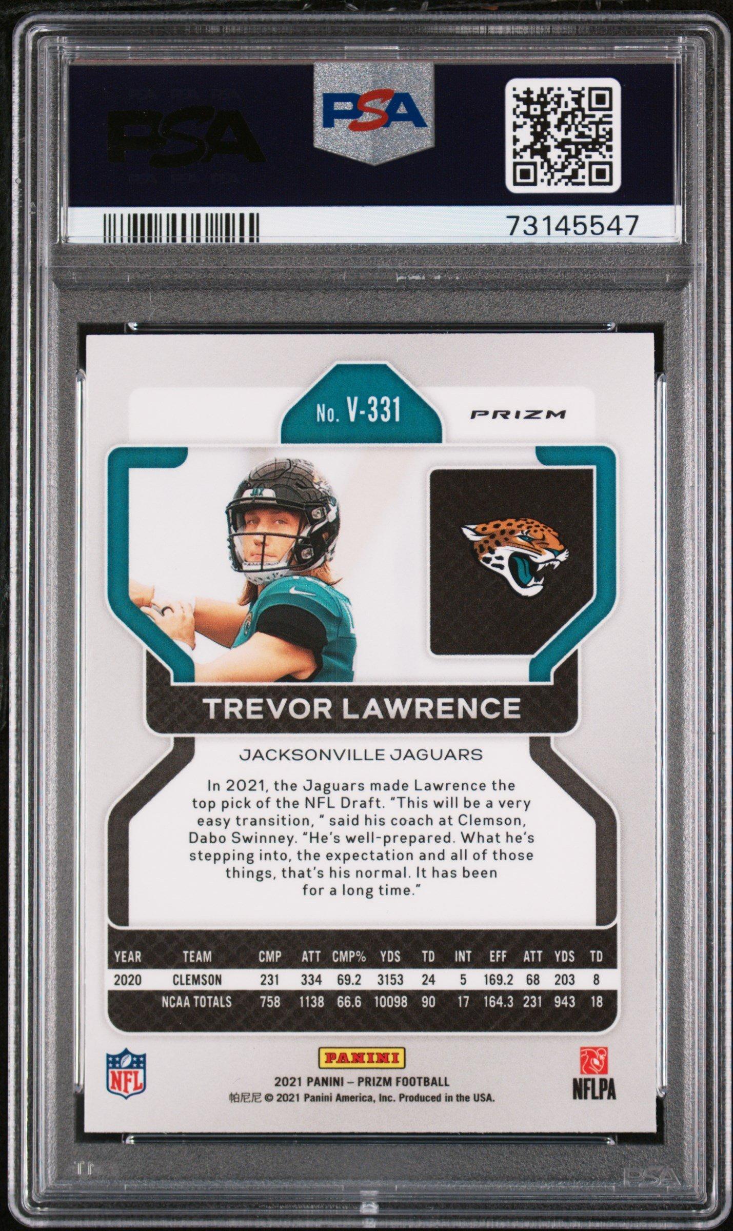 2021 Panini Prizm V331 Trevor Lawrence Variation-silver Prizm PSA 9