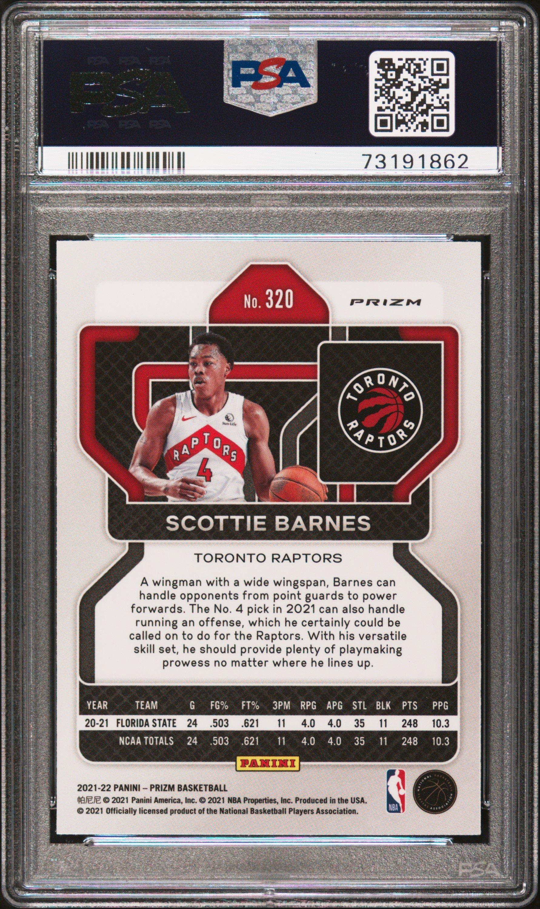 2021 Panini Prizm 320 Scottie Barnes Silver Prizm PSA 9