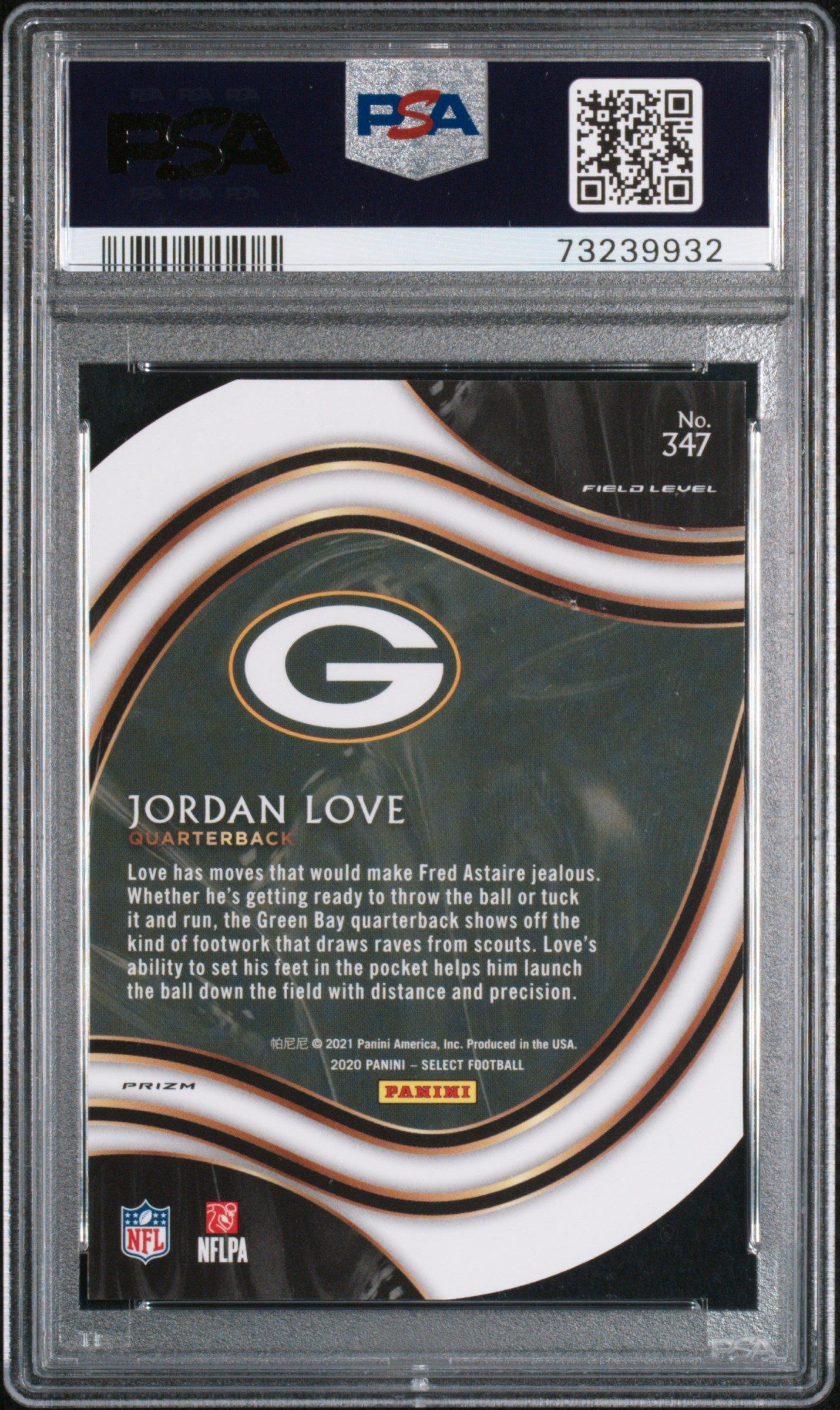 2020 Panini Select Jordan Love Die-cut Prizm PSA 10
