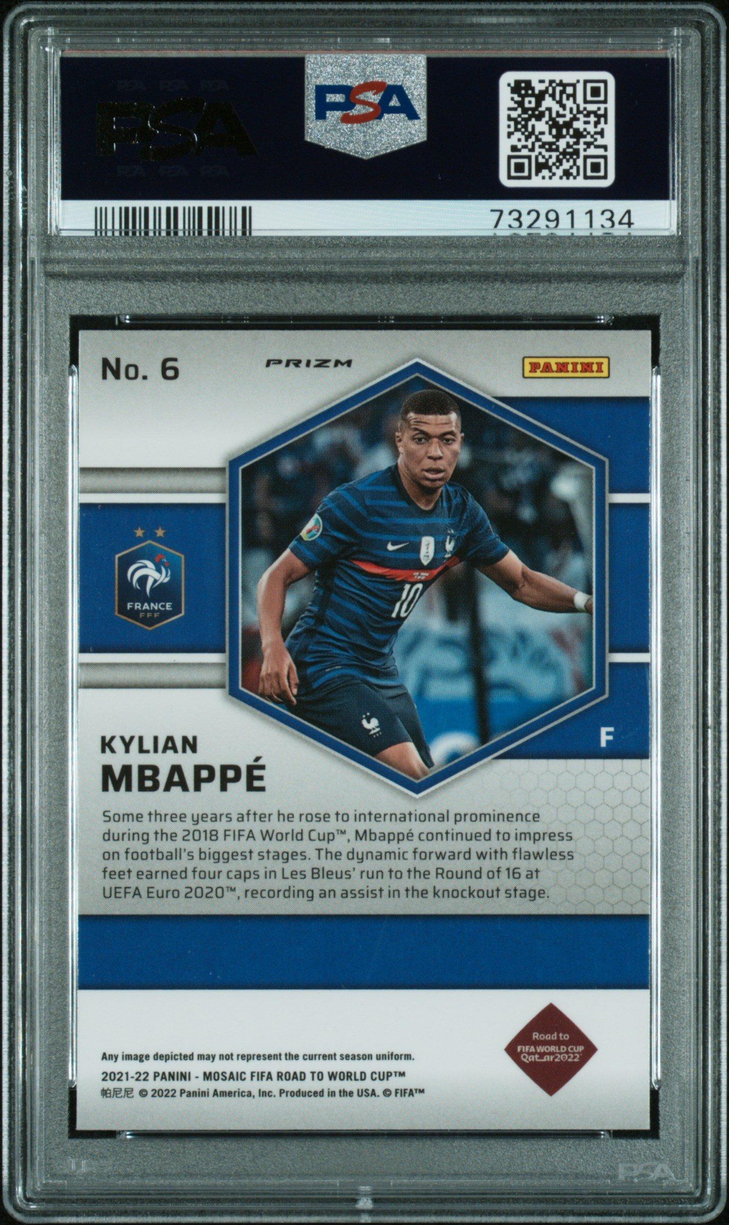 2021-2022 Panini Mosaic Fifa Road To World Cup 6 Kylian Mbappe PSA 10