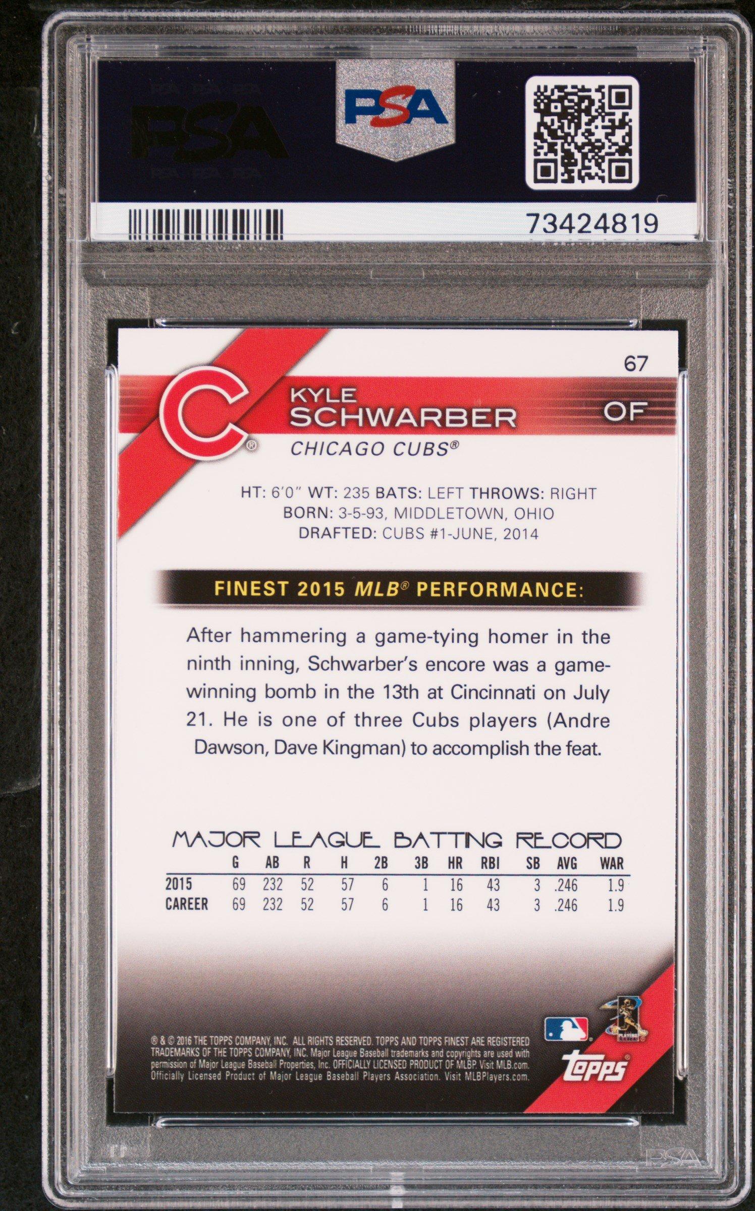 2016 Finest 67 Kyle Schwarber PSA 10