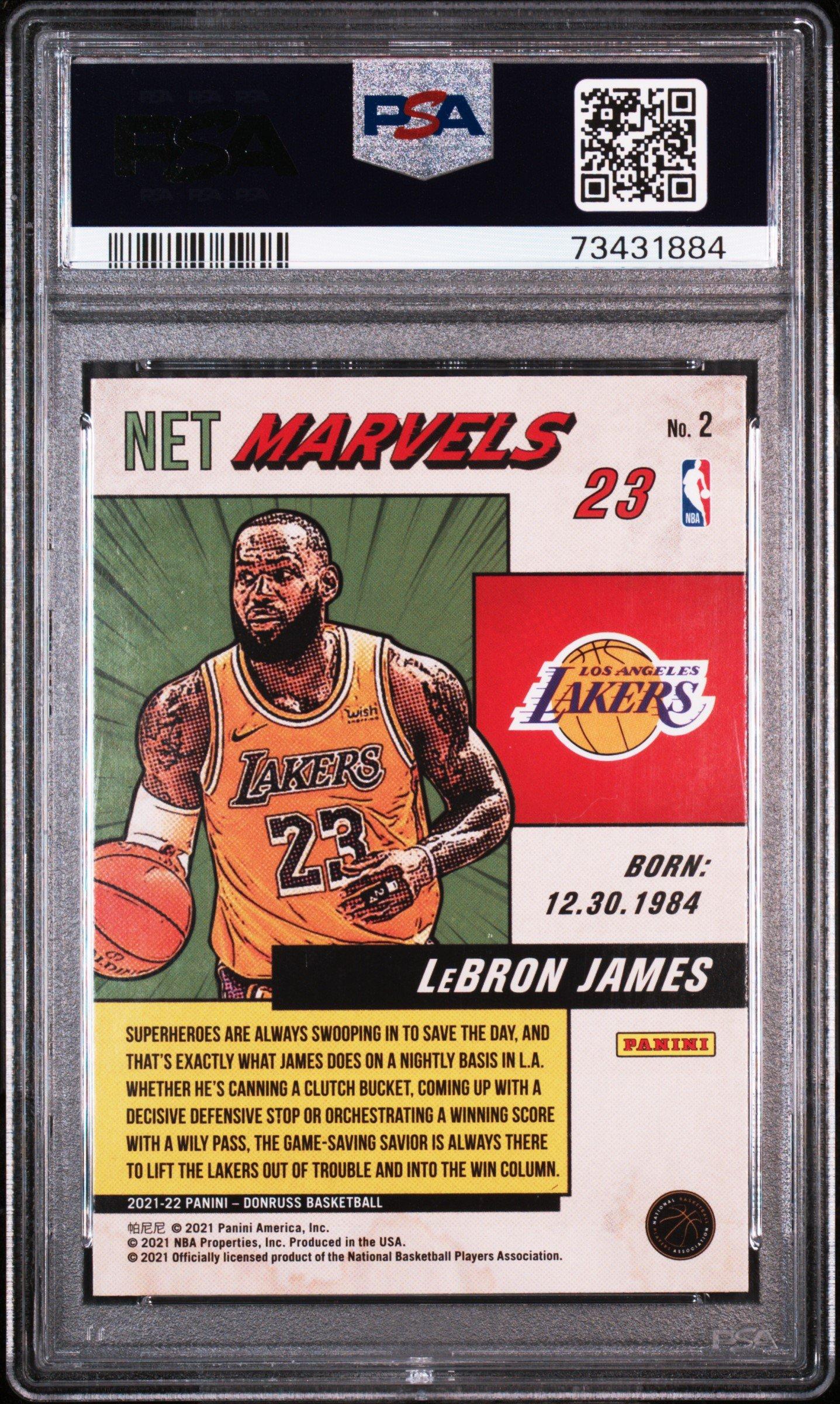 2021 Panini Donruss Net Marvels 2 Lebron James Press Proof PSA 9