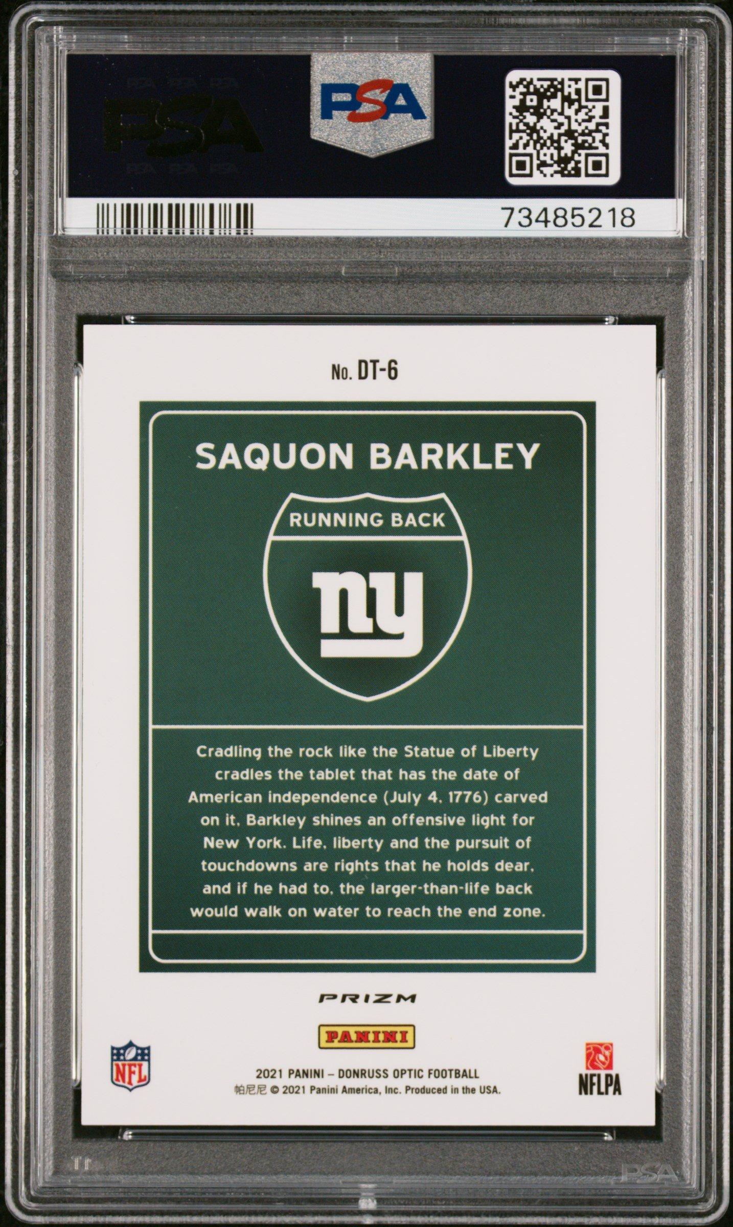 2021 Panini Donruss Optic Downtown Dt6 Saquon Barkley PSA 10