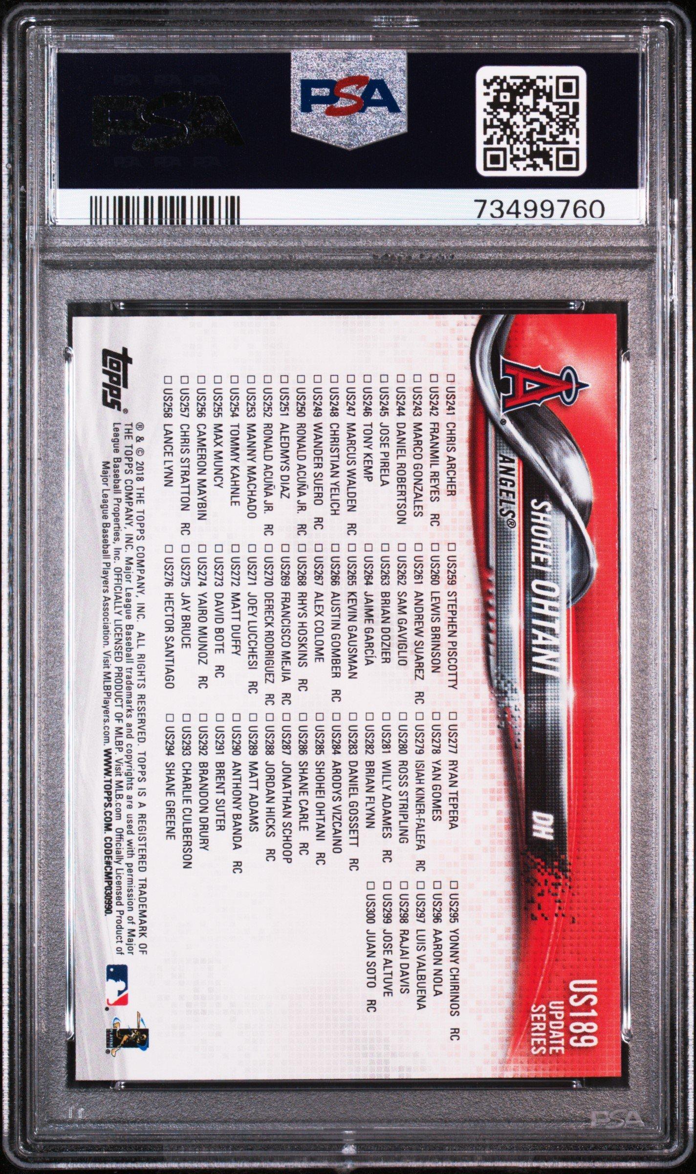2018 Topps Update Us189 Shohei Ohtani PSA