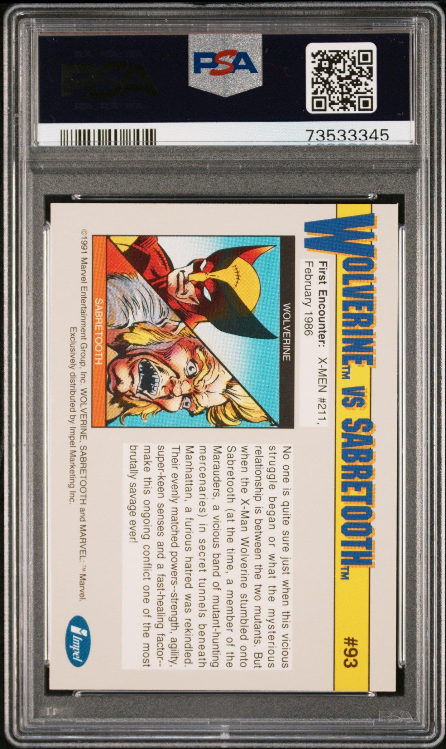 1991 Marvel Universe 93 Wolverine Vs. PSA 10