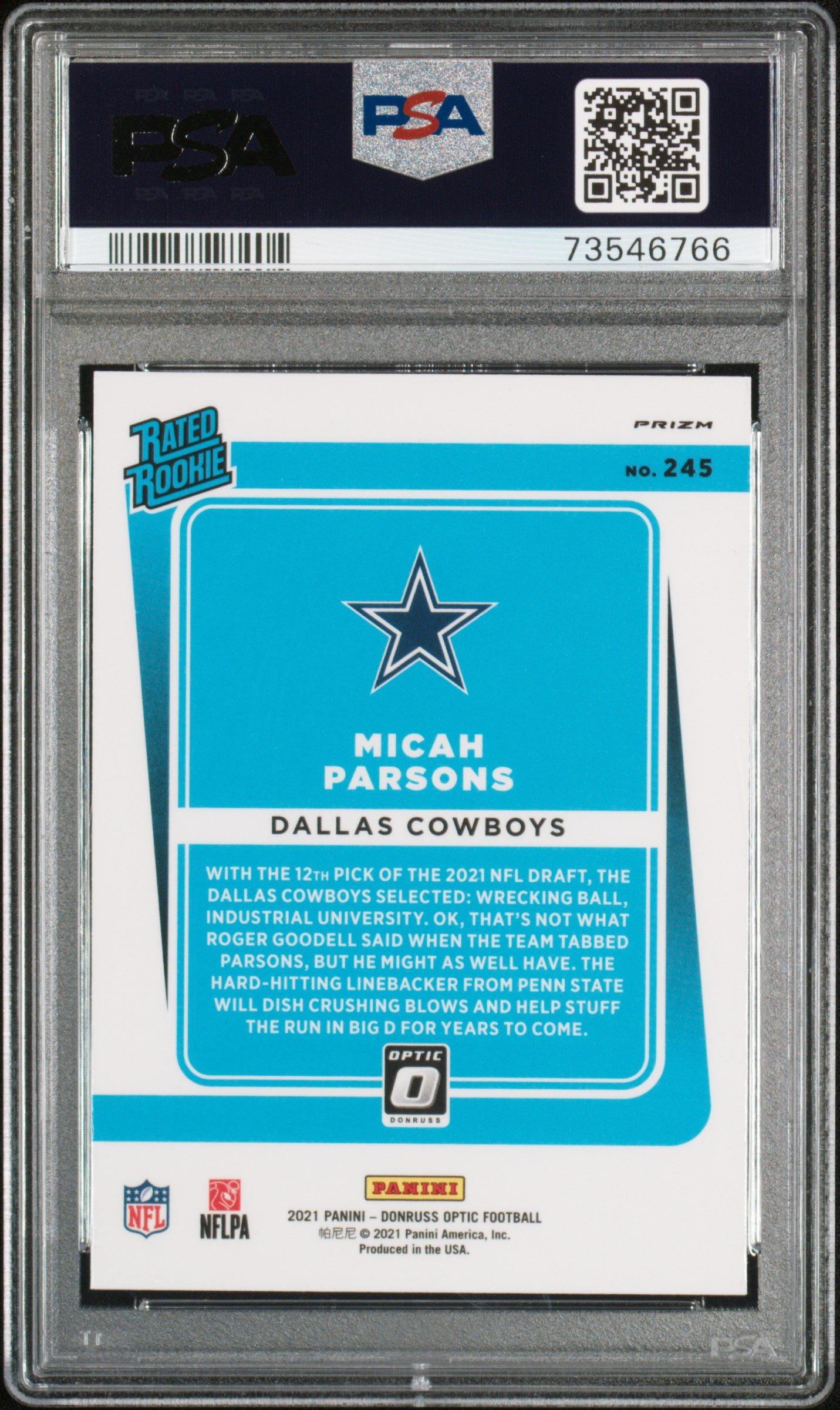 2021 Panini Donruss Optic 245 Micah Parsons Blue Hyper PSA 9