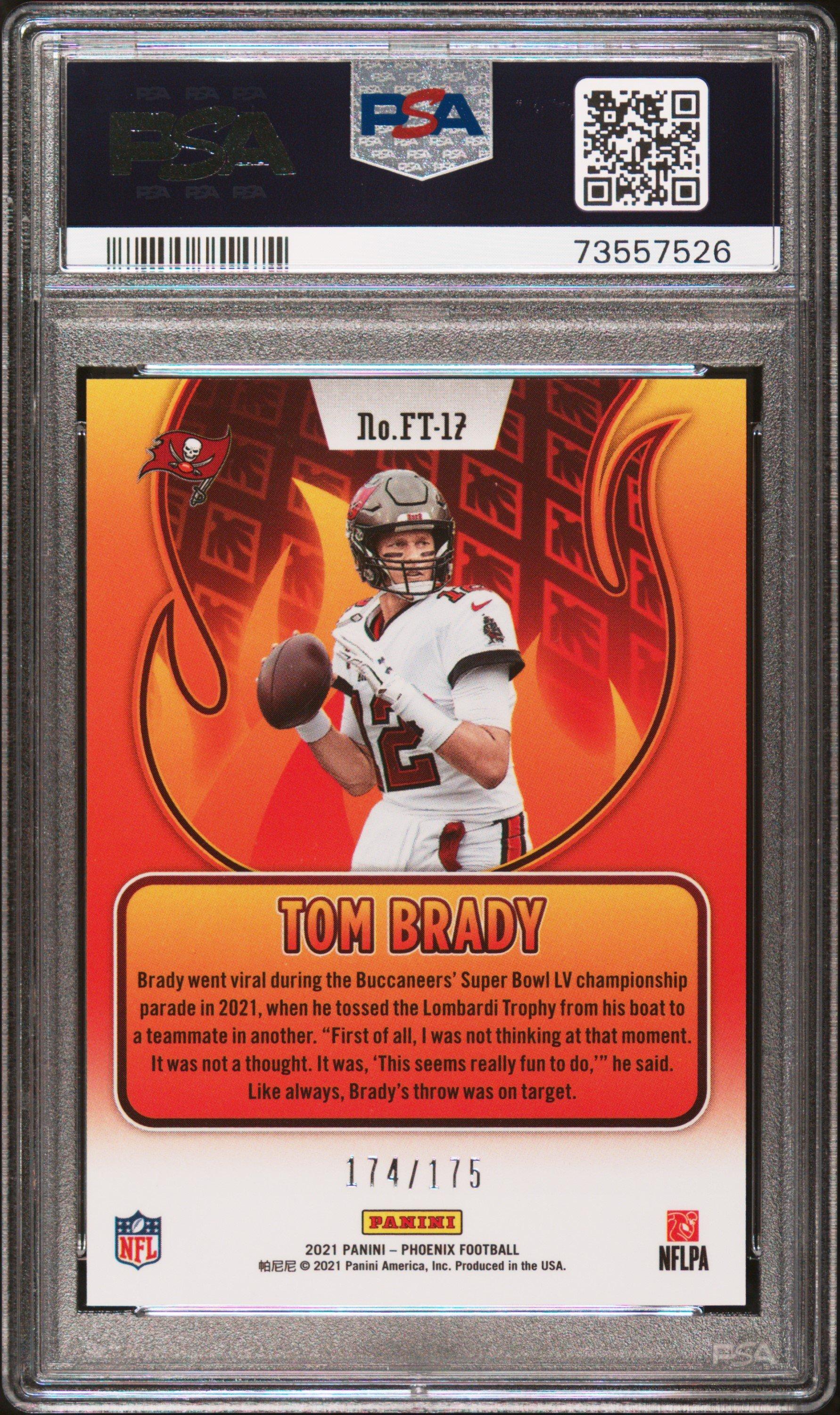 2021 Panini Phoenix Flame Throwers Ft-17 Tom Brady Pink PSA 10