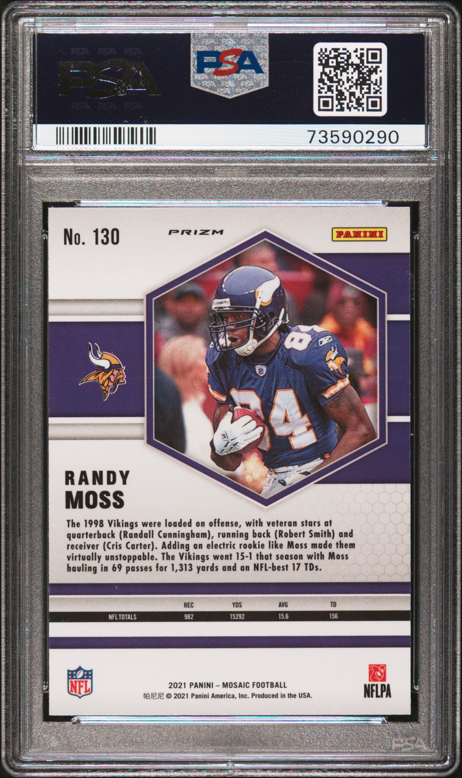 2021 Panini Mosaic 130 Randy Moss Honeycomb PSA 10 Graded Card