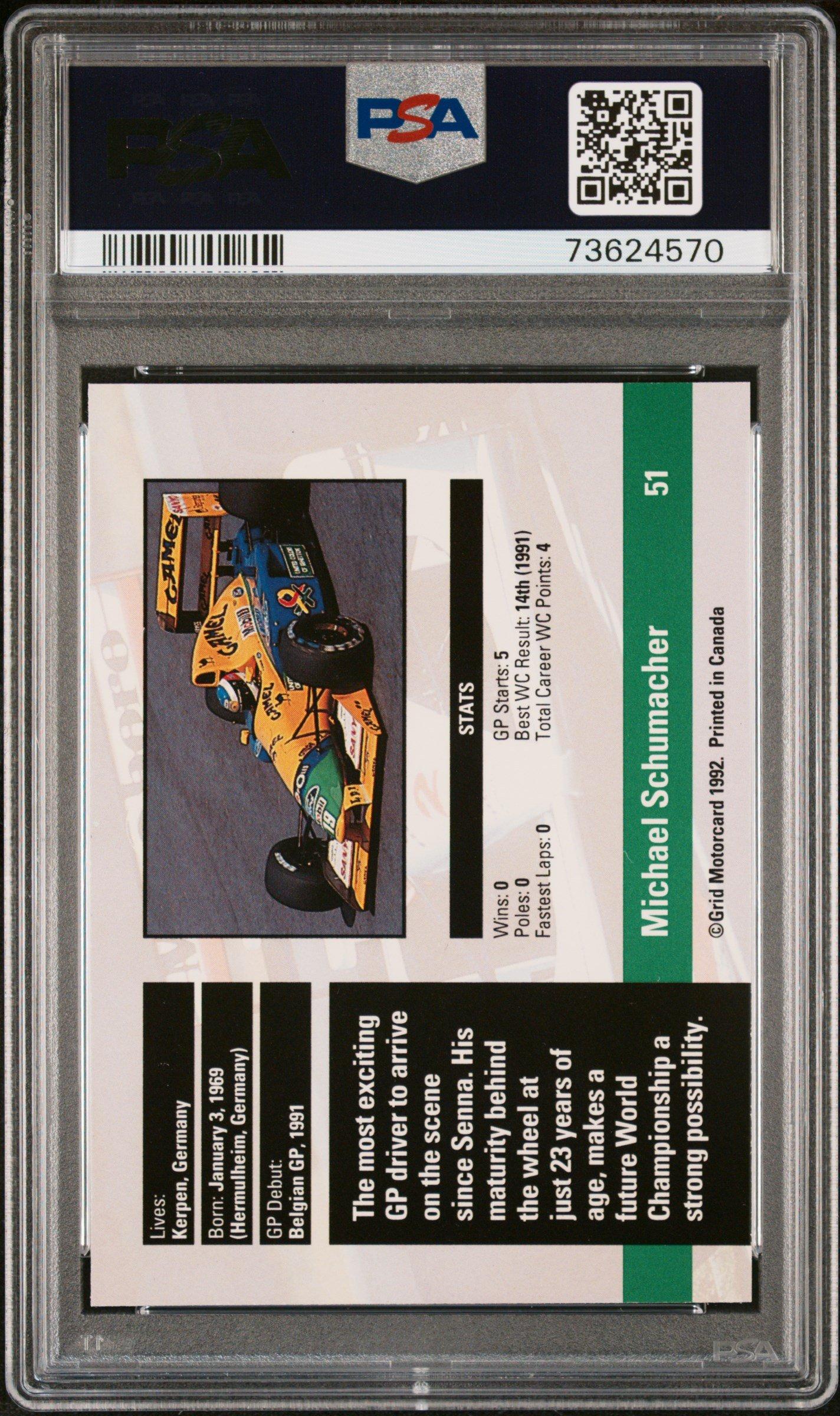 1992 Grid Formula One 51 Michael Schumacher PSA 9
