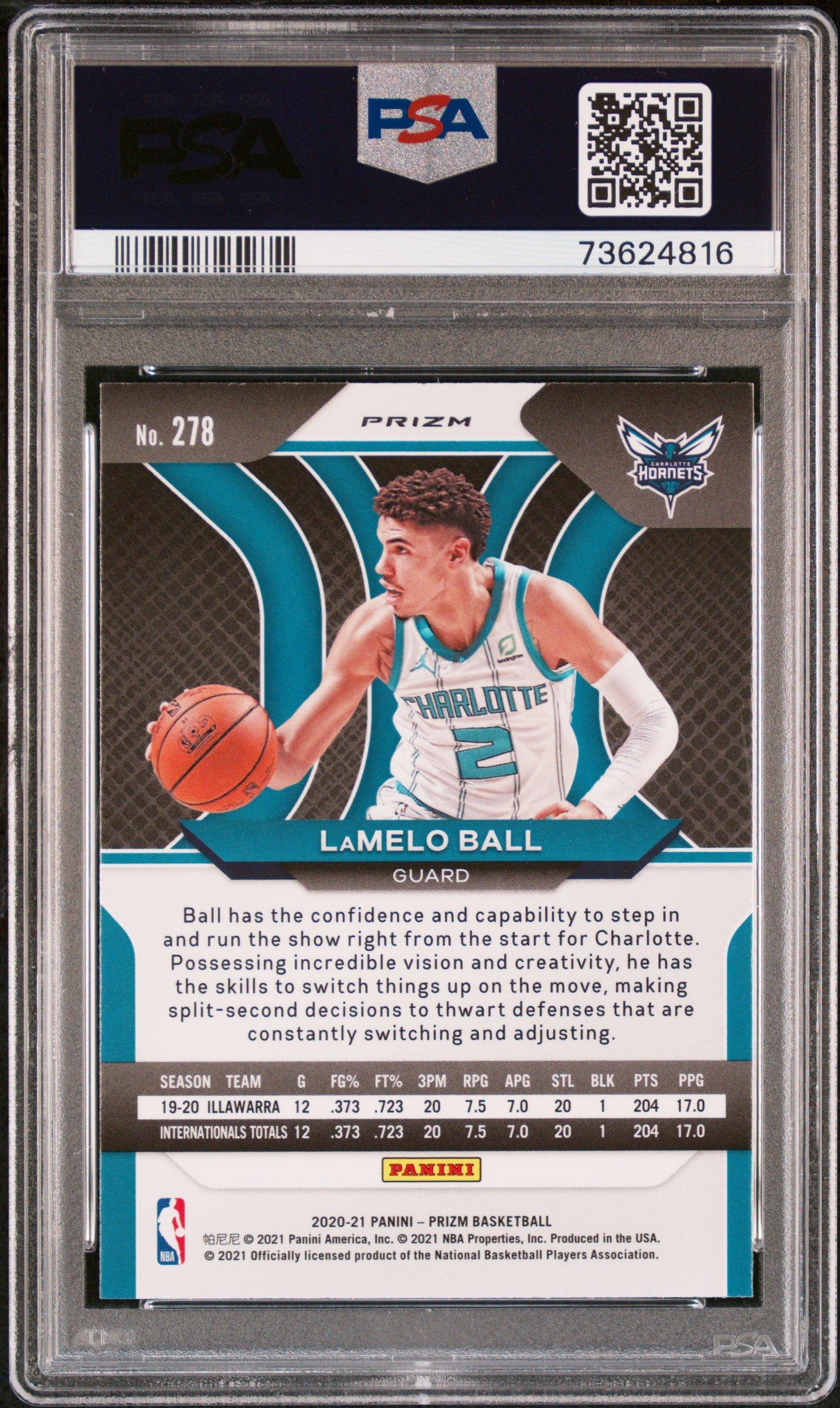 2020 Panini Prizm 278 Lamelo Ball Orange Ice PSA 9