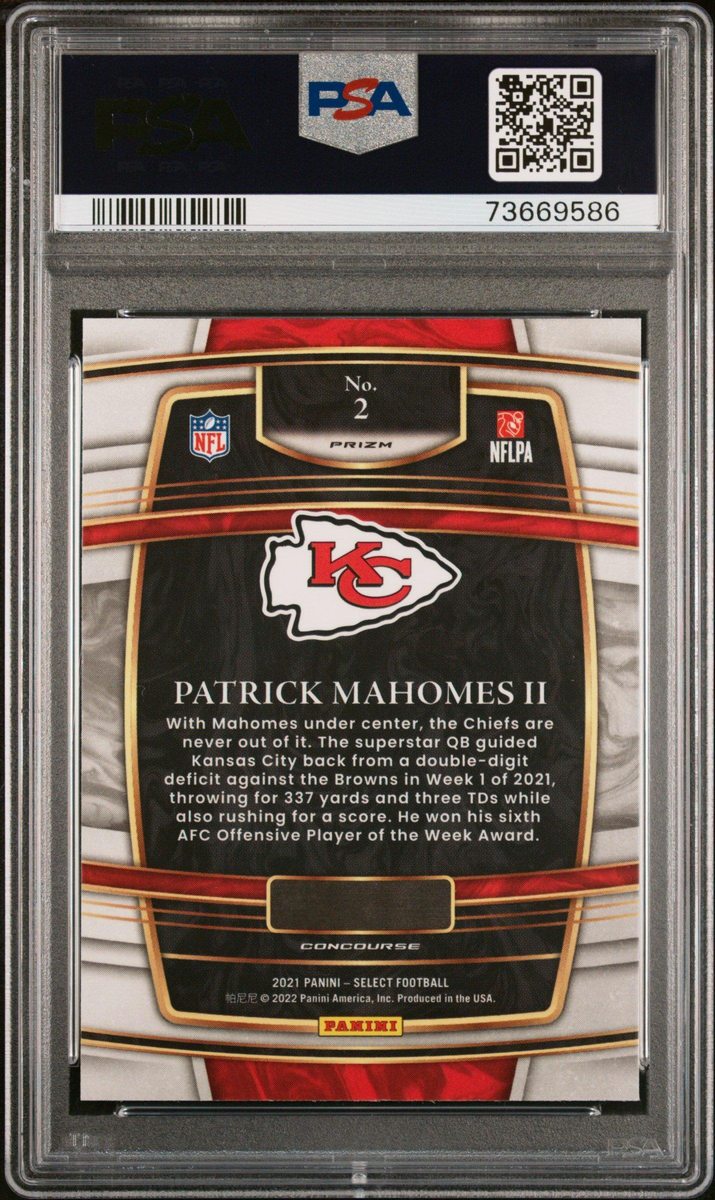 2021 Panini Select 2 Patrick Mahomes Ii Cosmic Prizm PSA 10