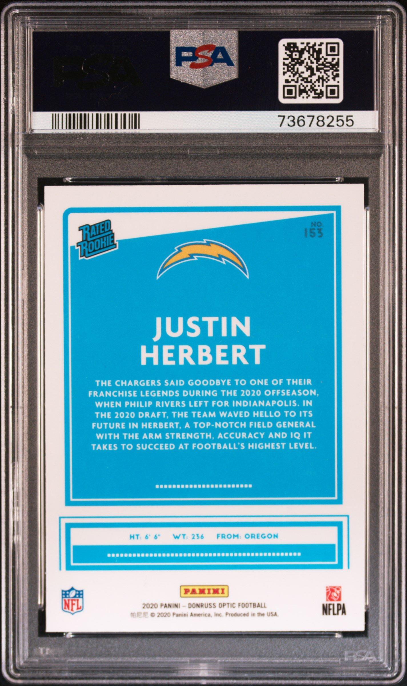 2020 Panini Donruss Optic 153 Justin Herbert PSA