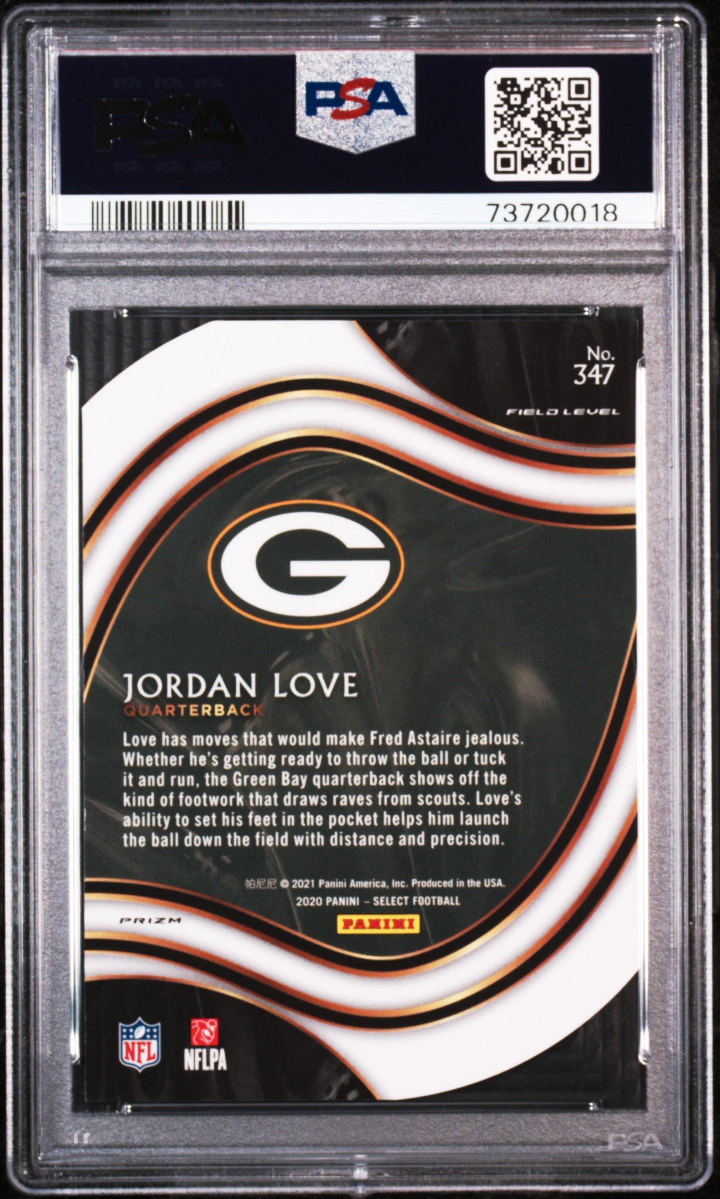 2020 Panini Select Jordan Love Die-cut Blue Prizm PSA