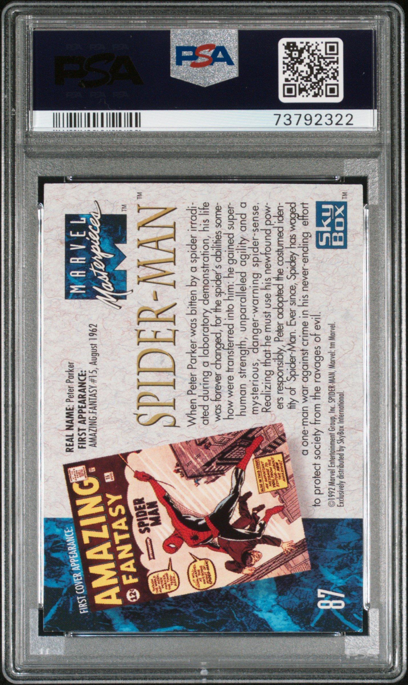 1992 Marvel Masterpieces 87 Spider-man PSA