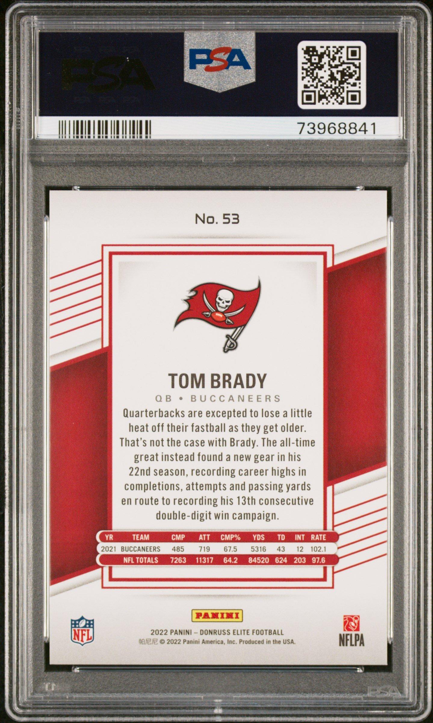 2022 Panini Donruss Elite 53 Tom Brady Yellow PSA 9