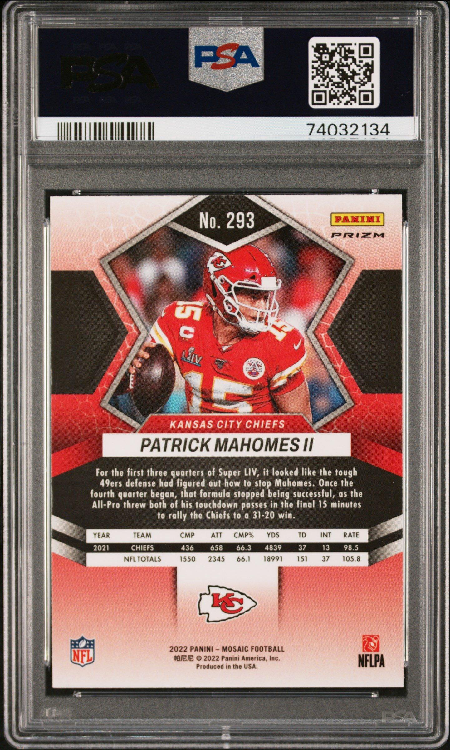 2022 Panini Mosaic 293 Patrick Mahomes Ii Camo Pink PSA 10
