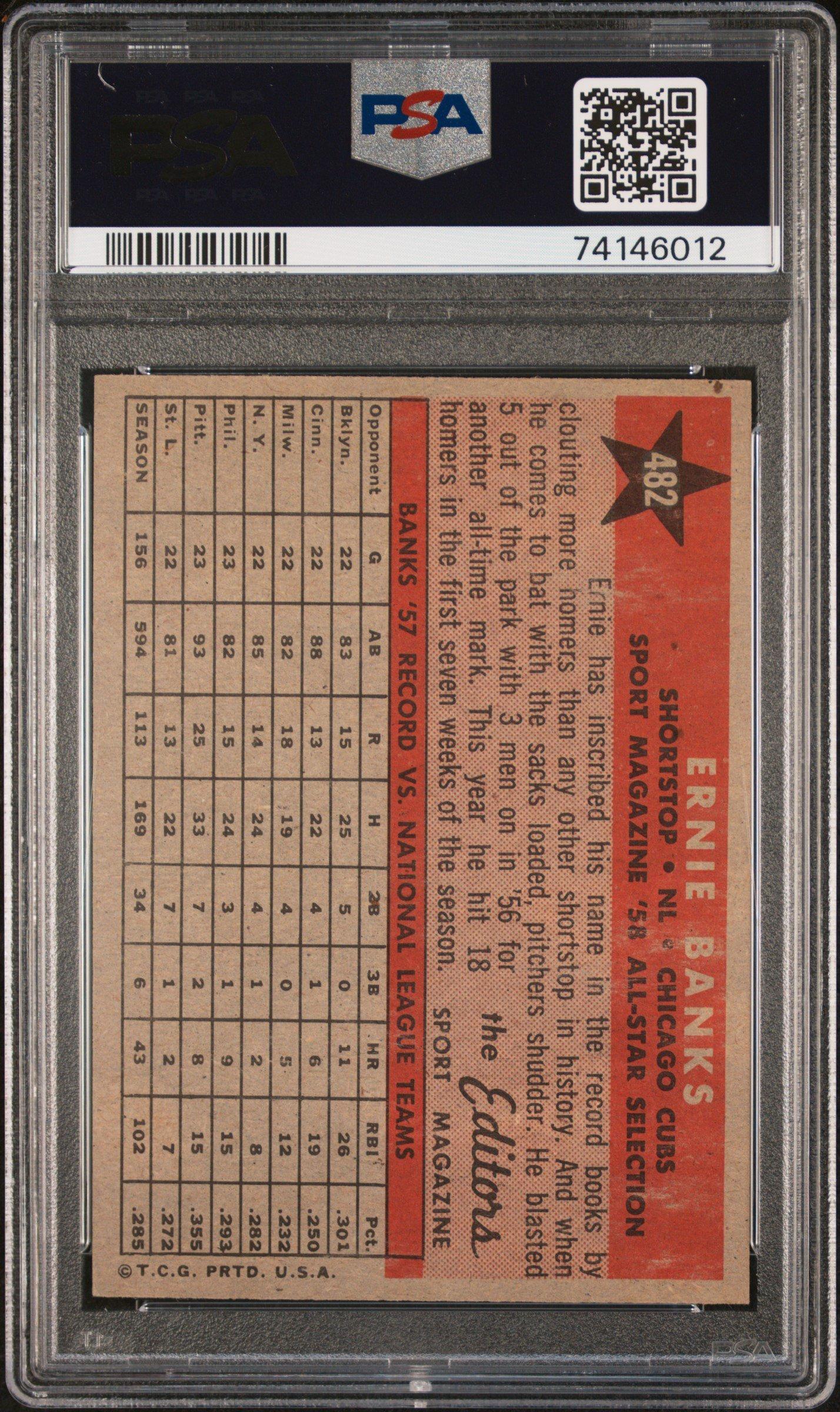 1958 Topps 482 Ernie Banks All Star PSA 8
