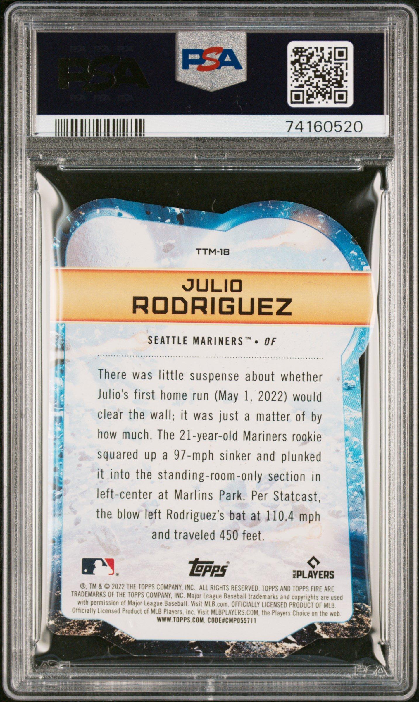 2022 Topps Fire To The Moon Ttm18 Julio Rodriguez Die-cut-gold Minted PSA 10
