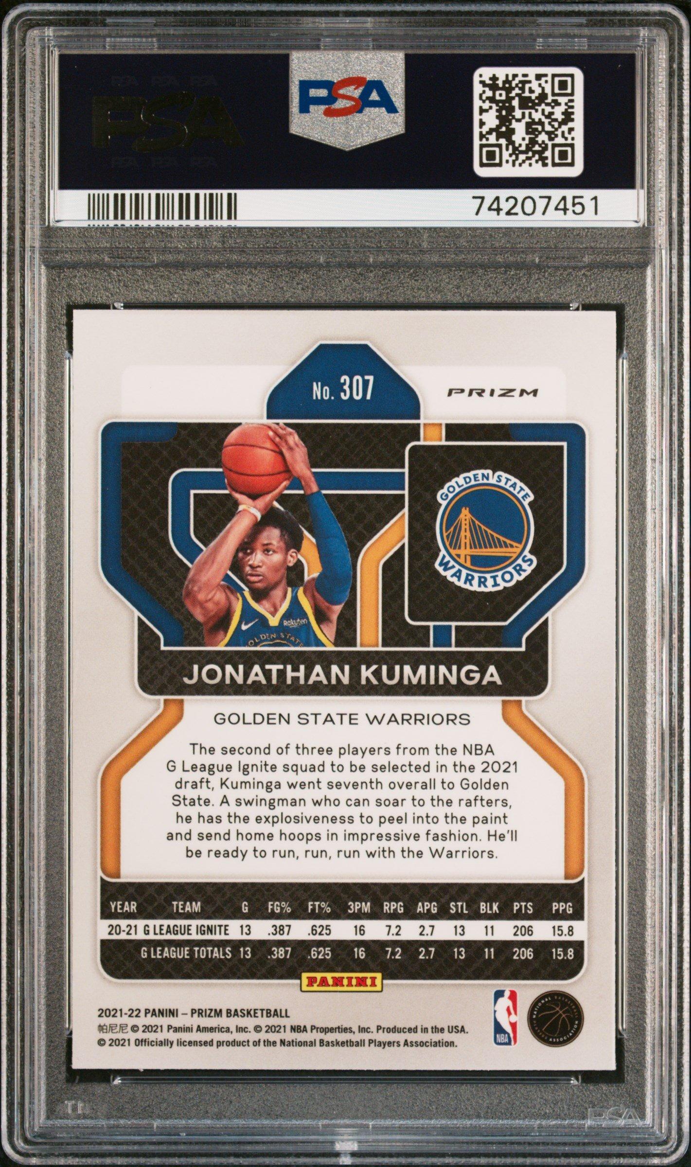 2021 Panini Prizm 307 Jonathan Kuminga Silver Prizm PSA 9