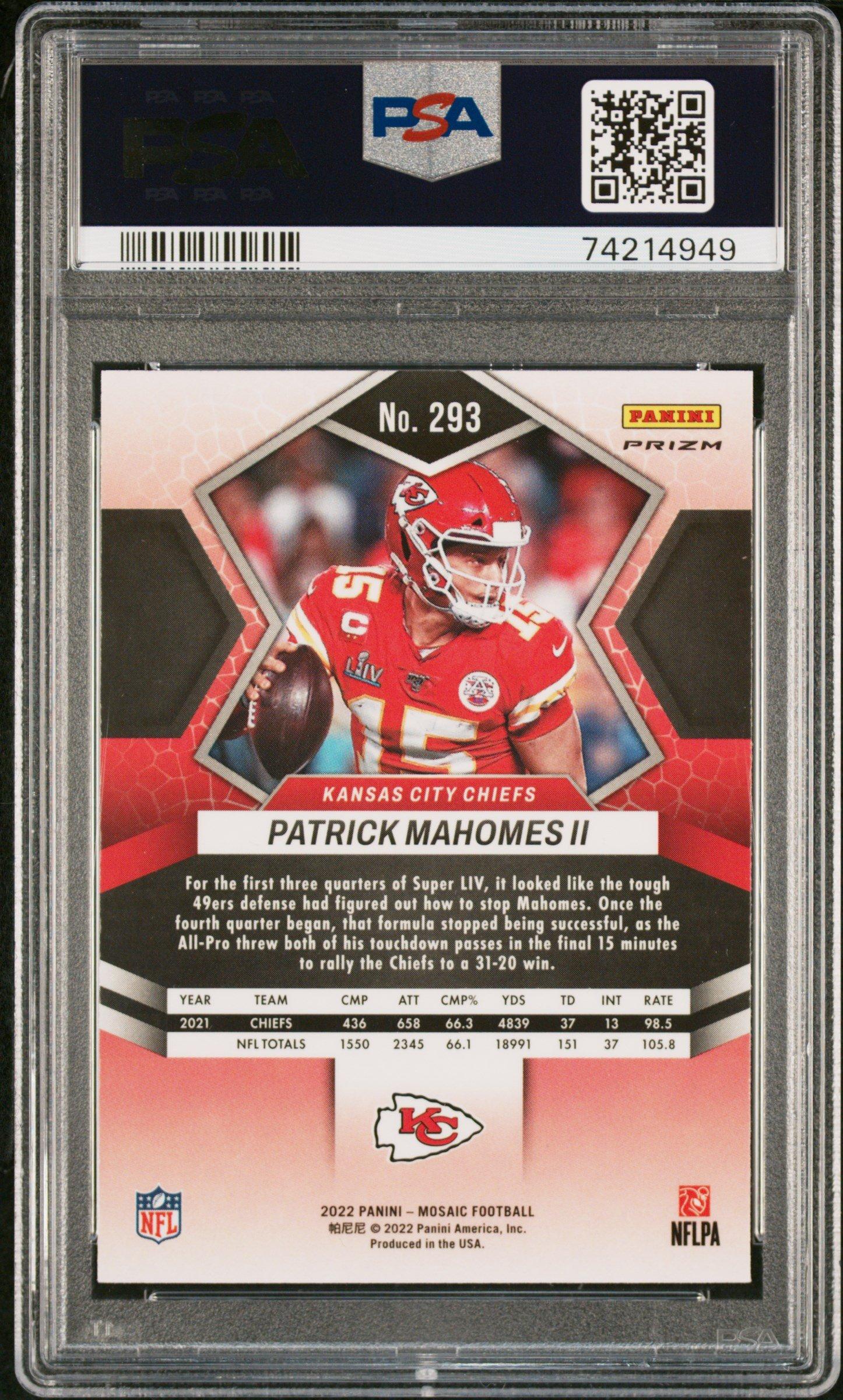 2022 Panini Mosaic 293 Patrick Mahomes Ii Green Mosaic PSA 10