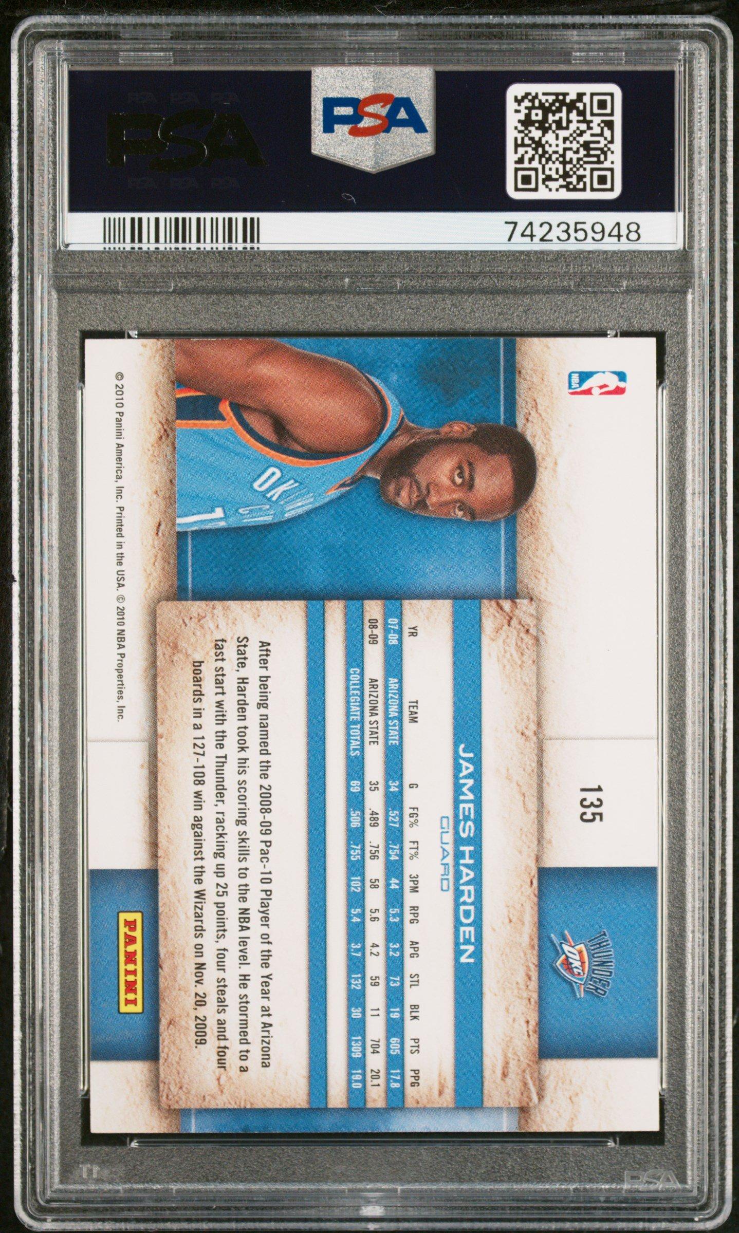 2009 Panini Studio 135 James Harden PSA 10