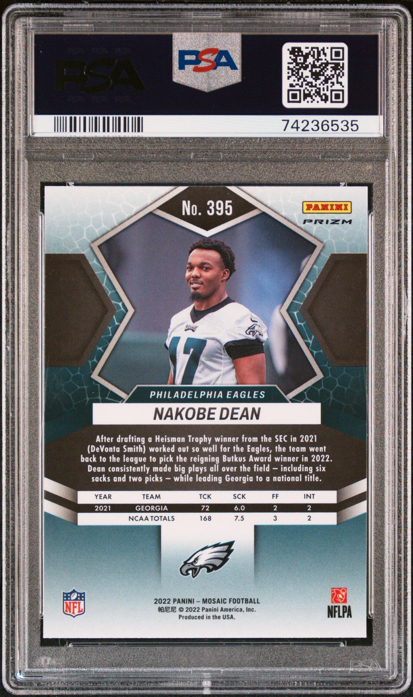 2022 Panini Mosaic 395 Nakobe Dean Genesis PSA 10