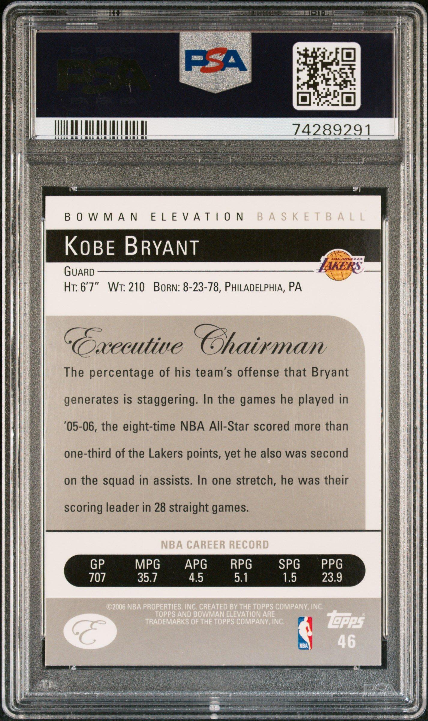 2006 Bowman Elevation 46 Kobe Bryant PSA 9