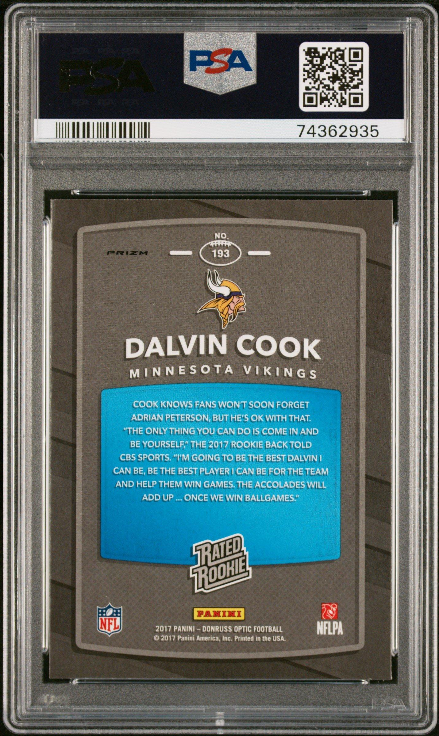 2017 Panini Donruss Optic 193 Dalvin Cook Red/yellow PSA 10