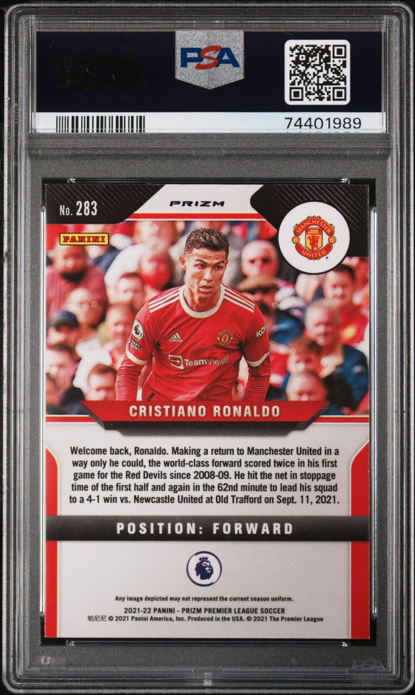 2021 Panini Prizm Premier League 283 Cristiano Ronaldo Red/white/blue Prizm PSA 10