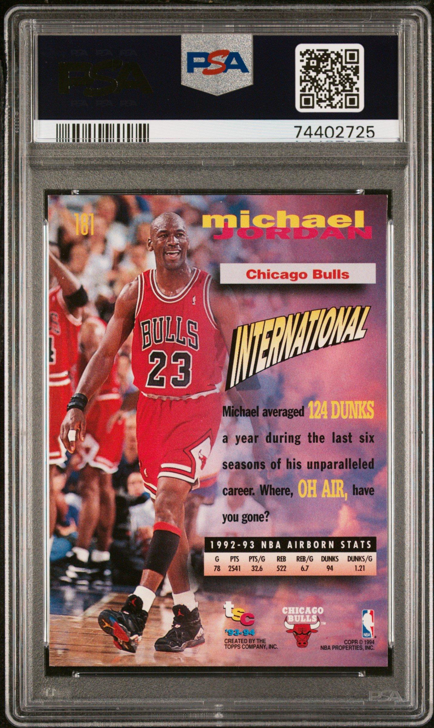 1993 Stadium Club 181 Michael Jordan Frequent Flyers PSA 9