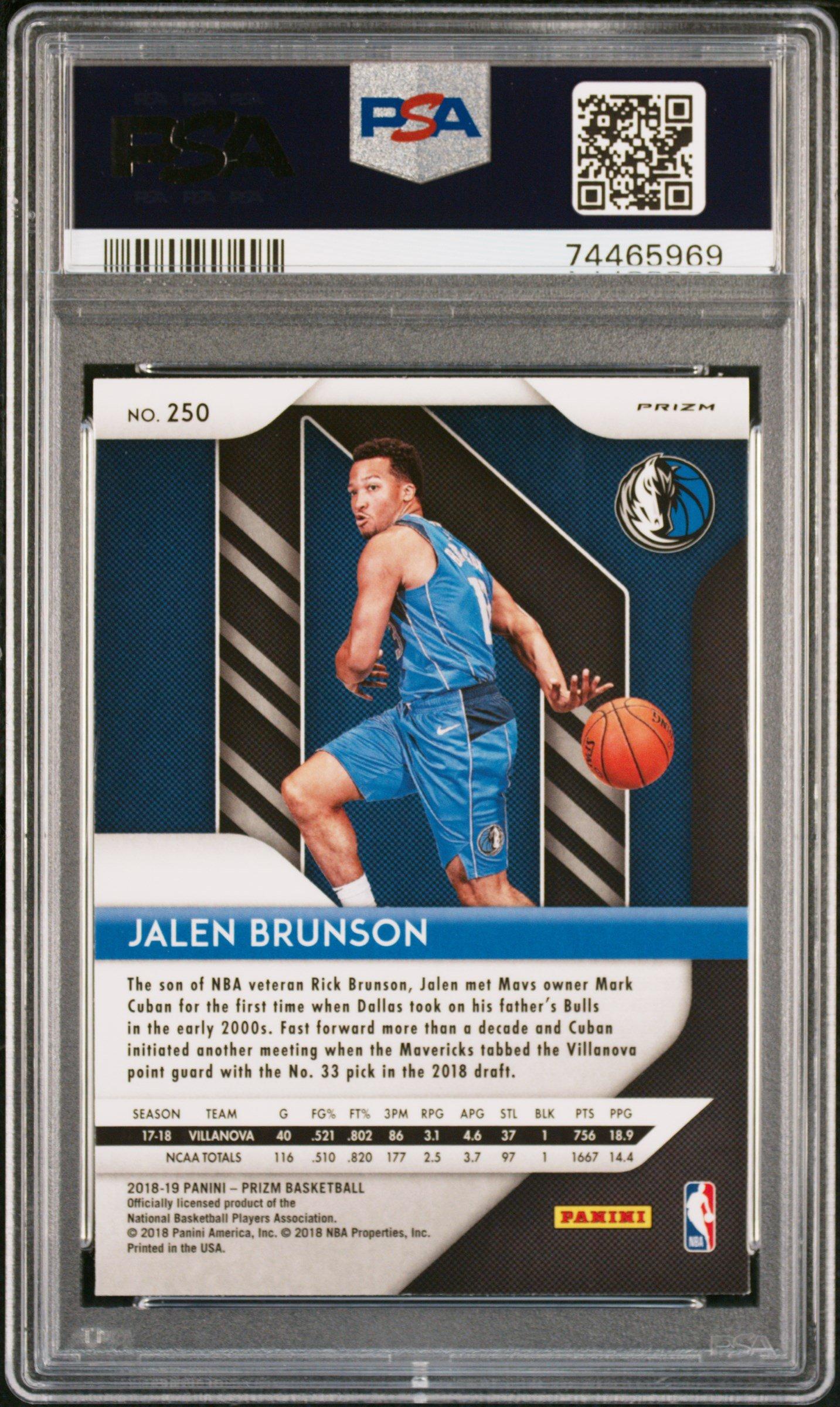 2018 Panini Prizm 250 Jalen Brunson Fast Break Prizm PSA 9