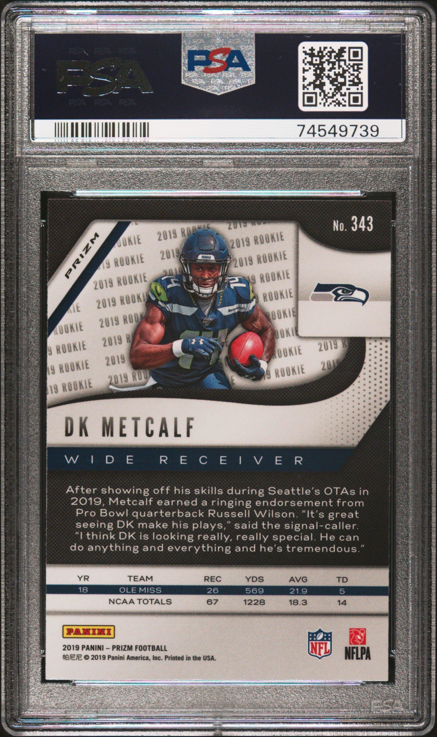 2019 Panini Prizm 343 Dk Metcalf Disco Prizm PSA 10