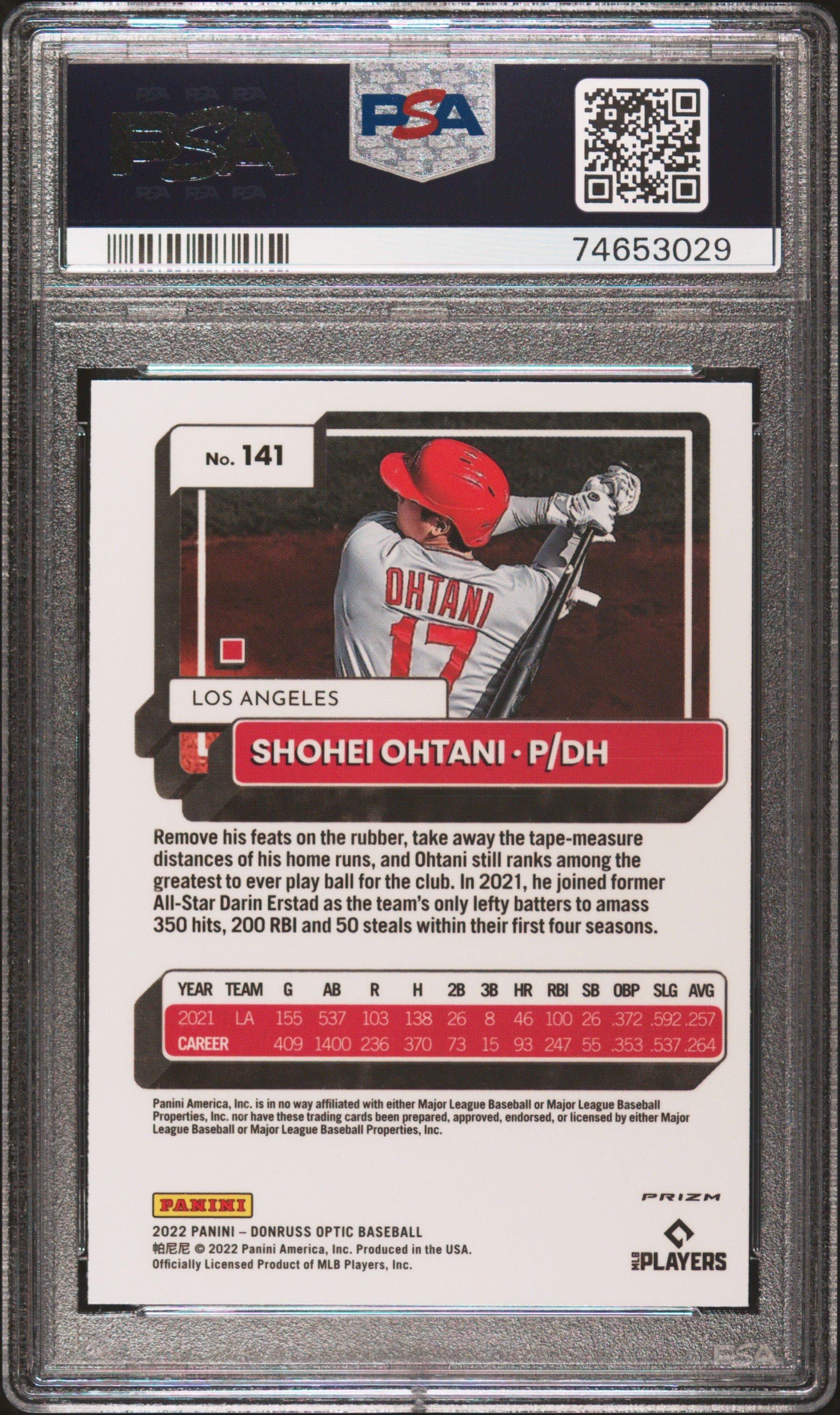 2022 Panini Donruss Optic 141 Shohei Ohtani White Sparkle PSA 10