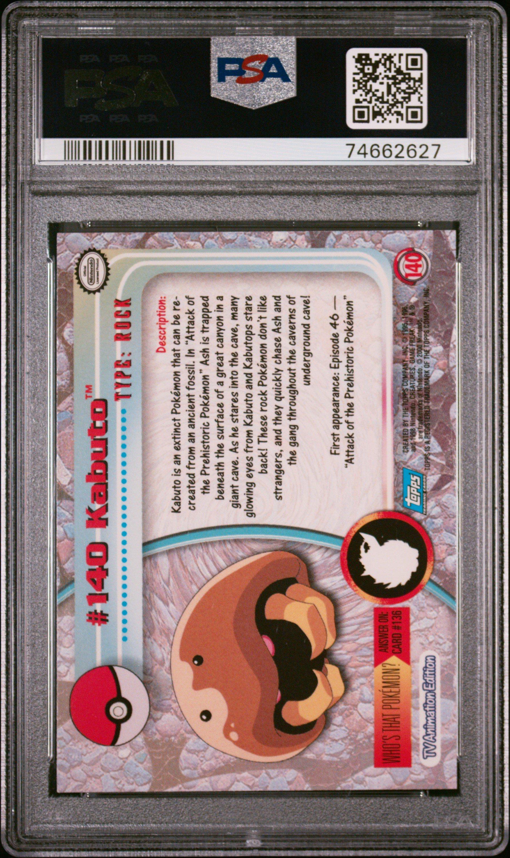 2000 Topps Pokemon Tv Animation Series 3 140 Kabuto Foil PSA 9