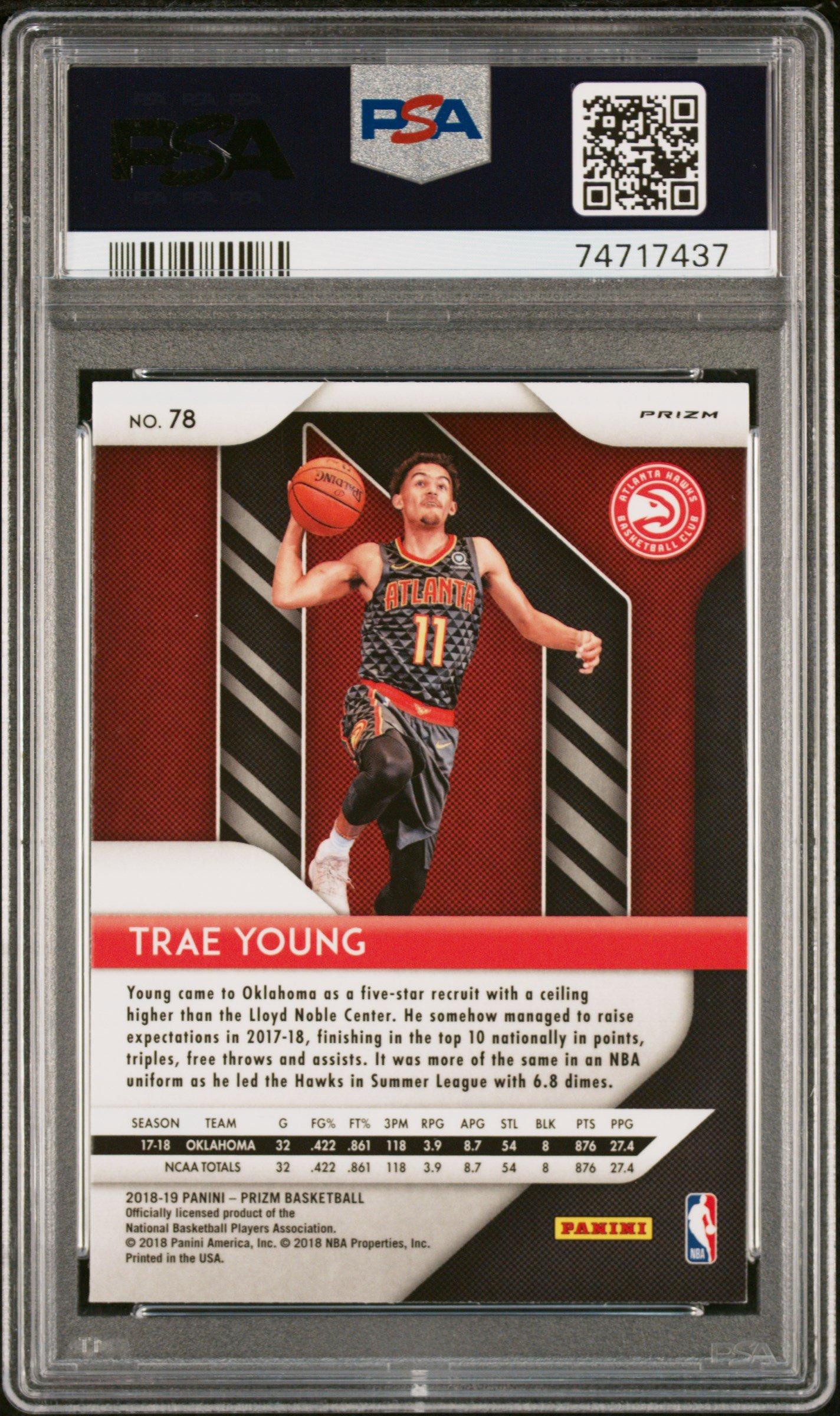 2018 Panini Prizm 78 Trae Young Hyper Prizm PSA 9