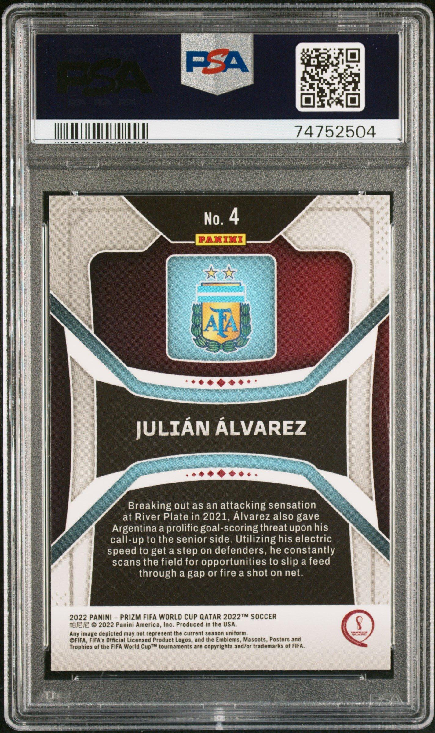 2022 Panini Prizm World Cup Qatar 4 Julian Alvarez PSA 10