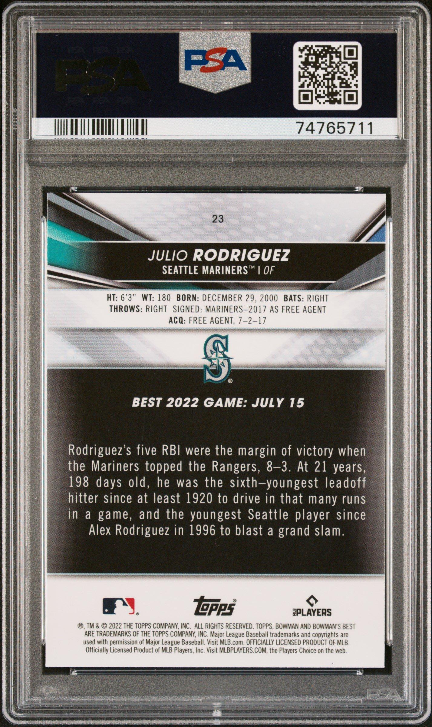 2022 Bowman's Best 23 Julio Rodriguez PSA 10